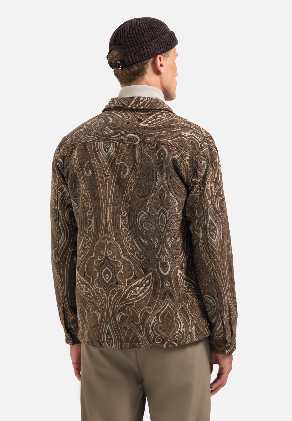Gedessineerd jacquard overshirt | Bruin