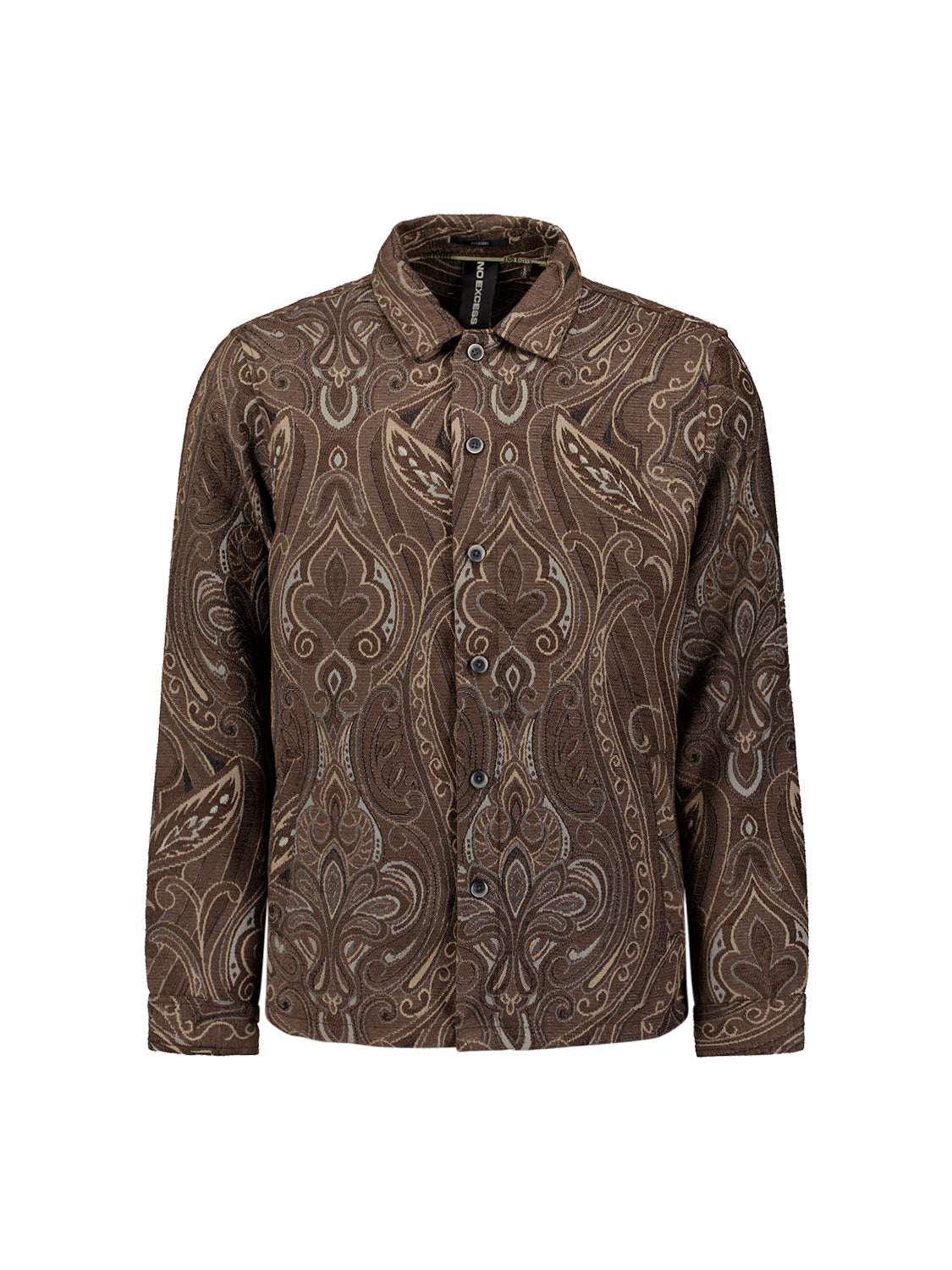 Gedessineerd jacquard overshirt | Bruin