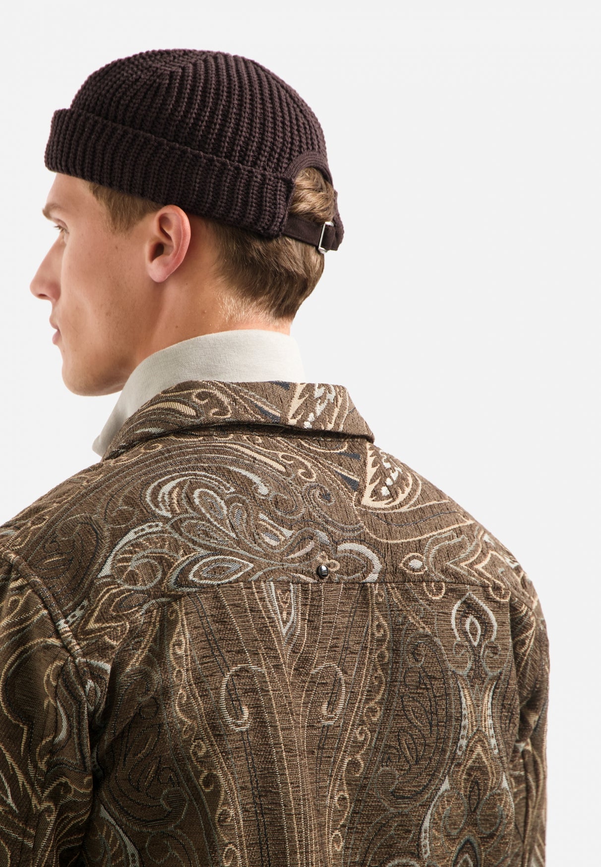 Gedessineerd jacquard overshirt | Bruin
