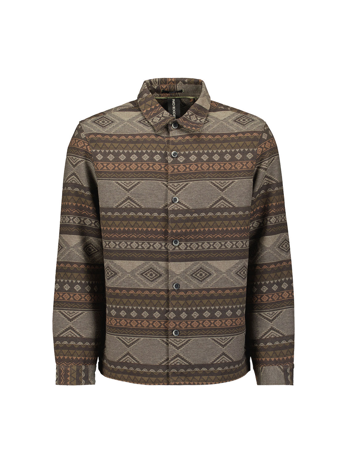 Gedessineerd jacquard overshirt | Taupe