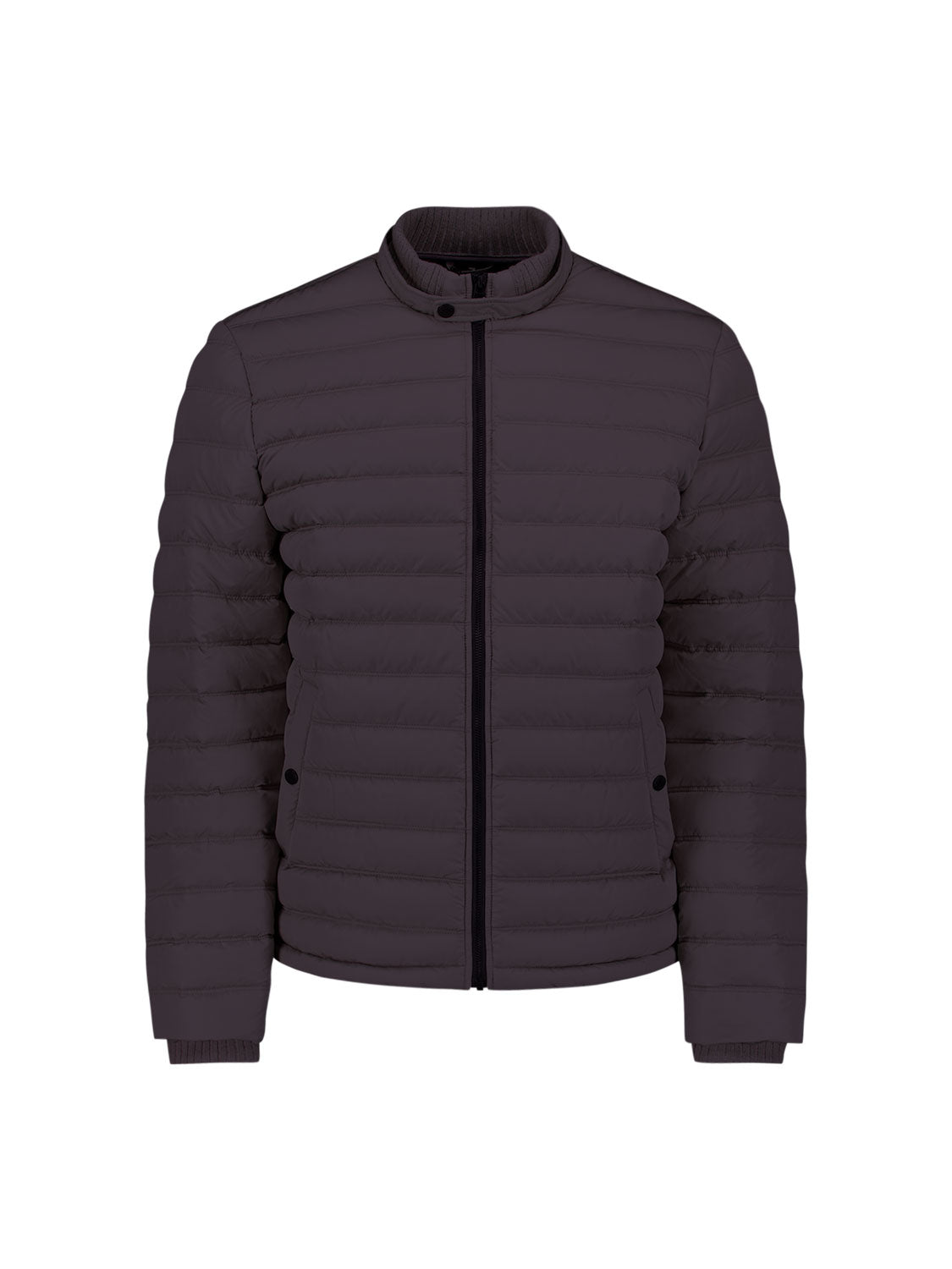 Puffer jacket met gebreide kraag | Aubergine