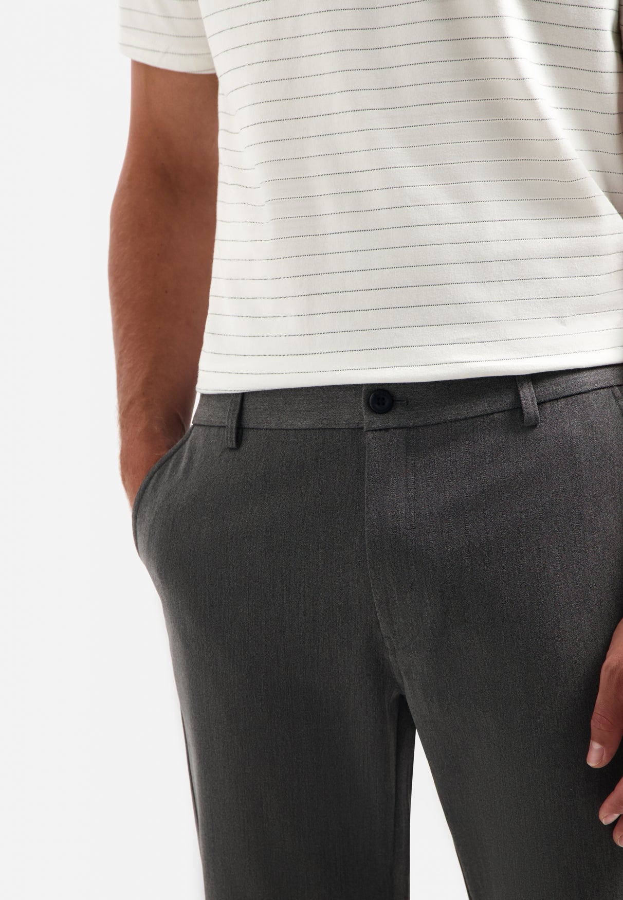 Melange chino stretchbroek | Grey Melange