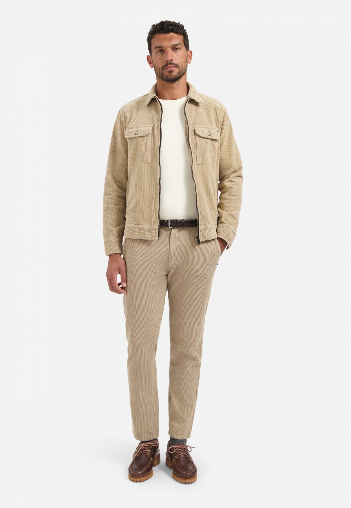 Geribde corduroy broek | Sand