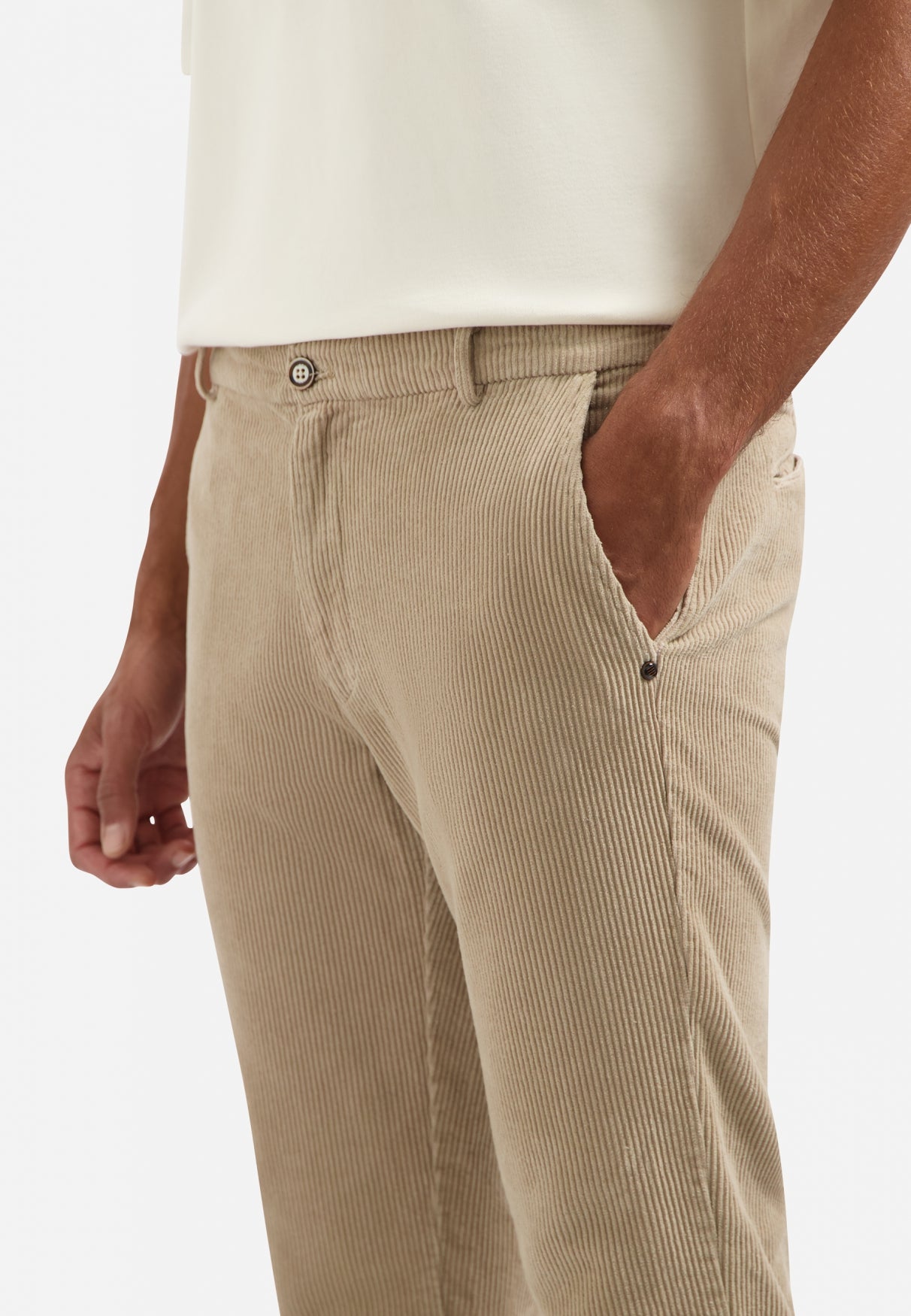 Geribde corduroy broek | Sand