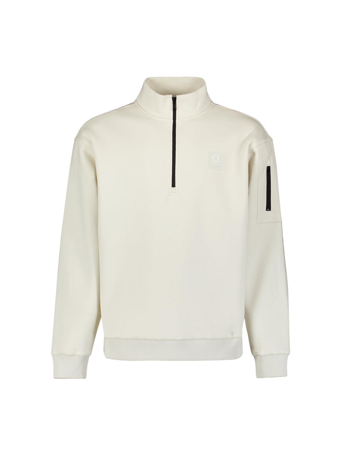 Sweater met halve rits | Krijt