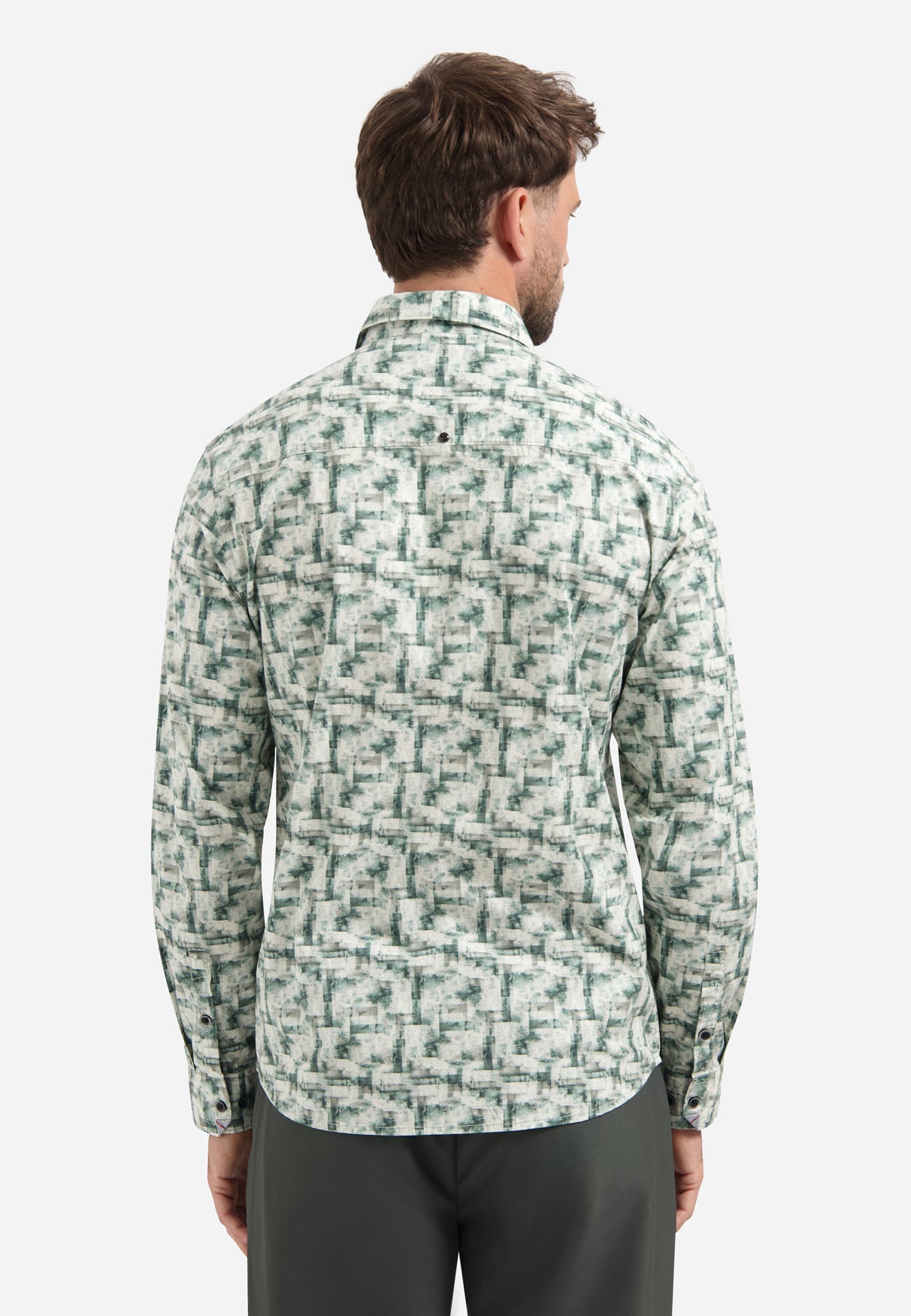 Bedrukt stretchshirt | Seablue