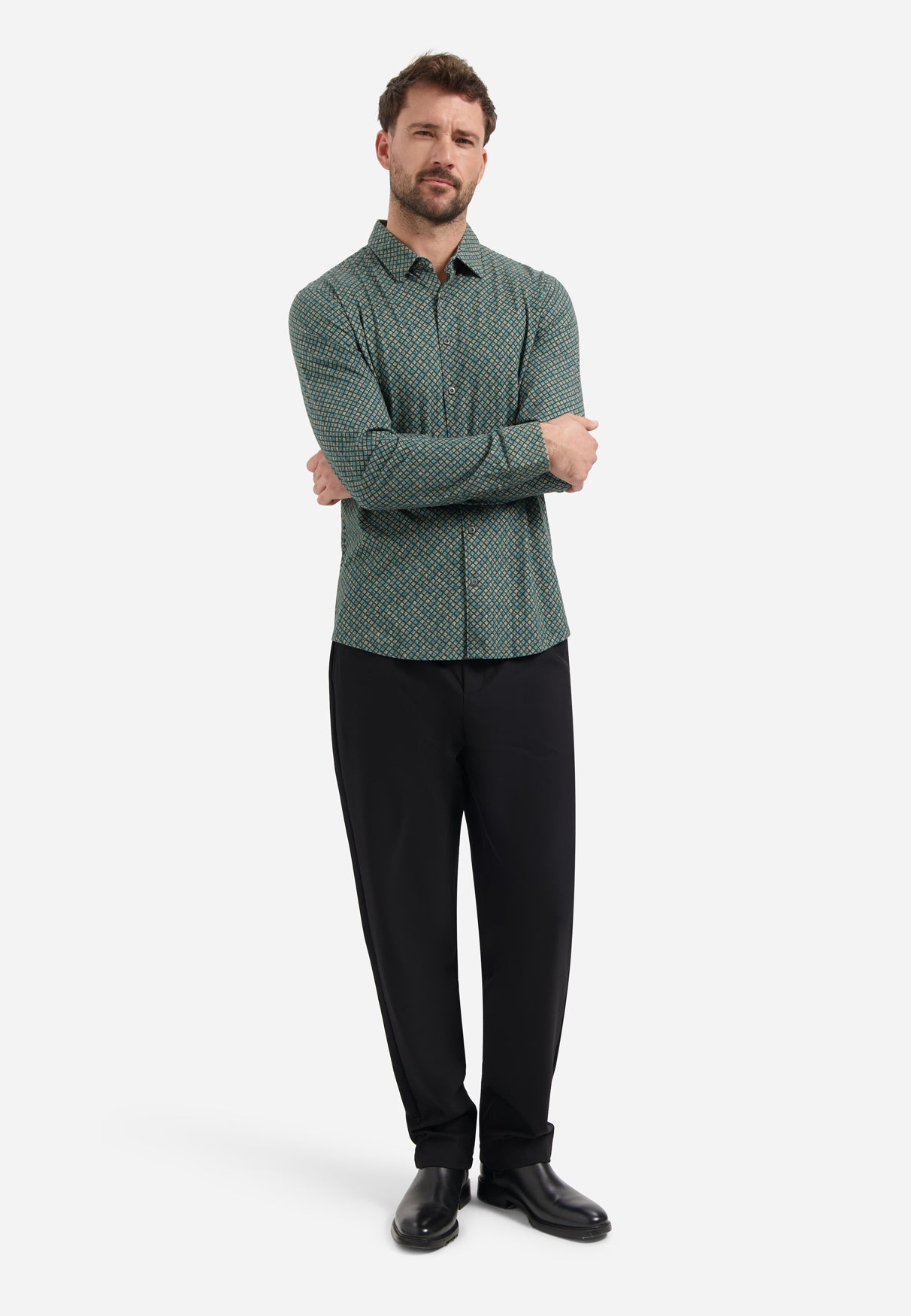 Jersey Hemd met print | Dark Steel