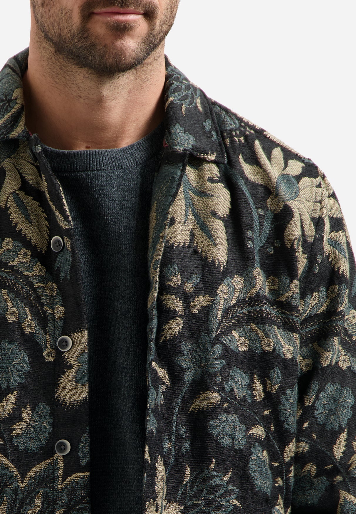 Jacquard overshirt | Zwart