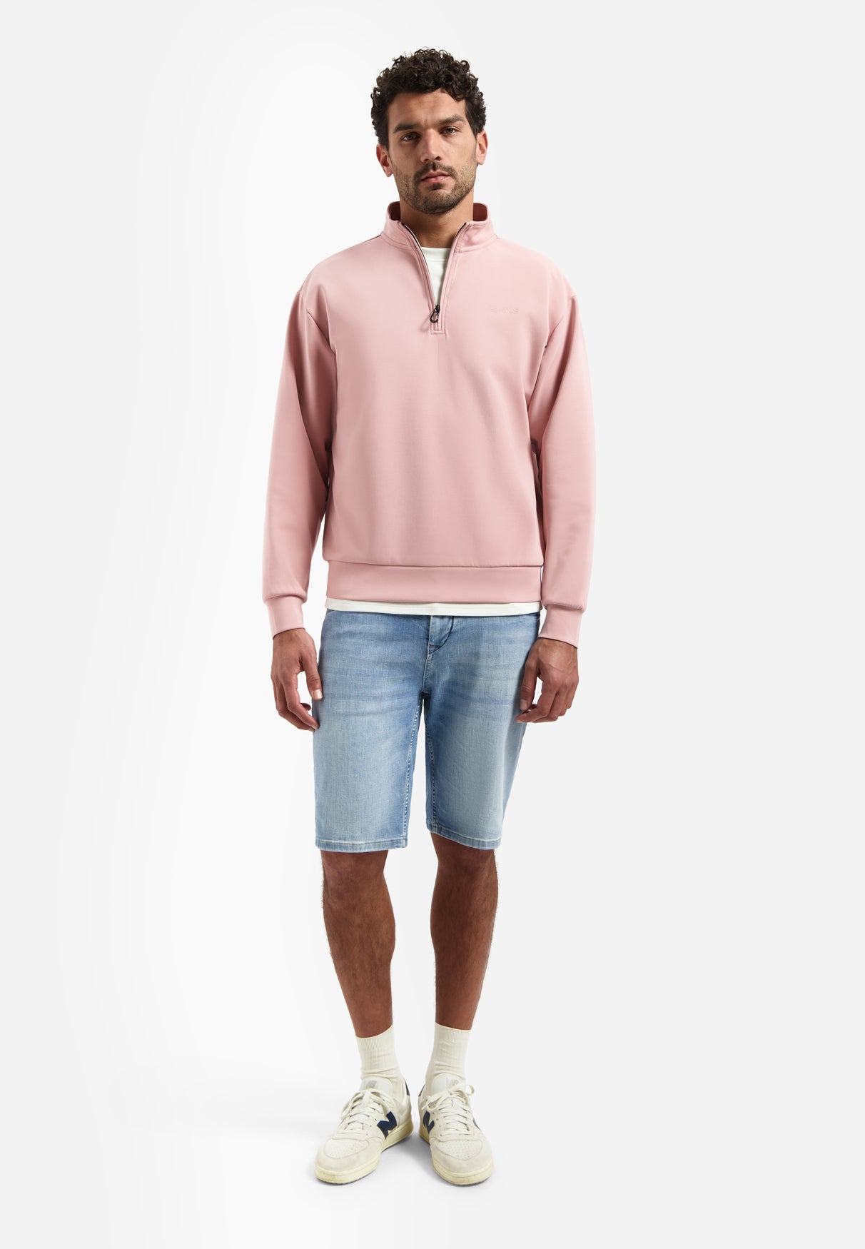 Halve-rits sweater | Light Mauve