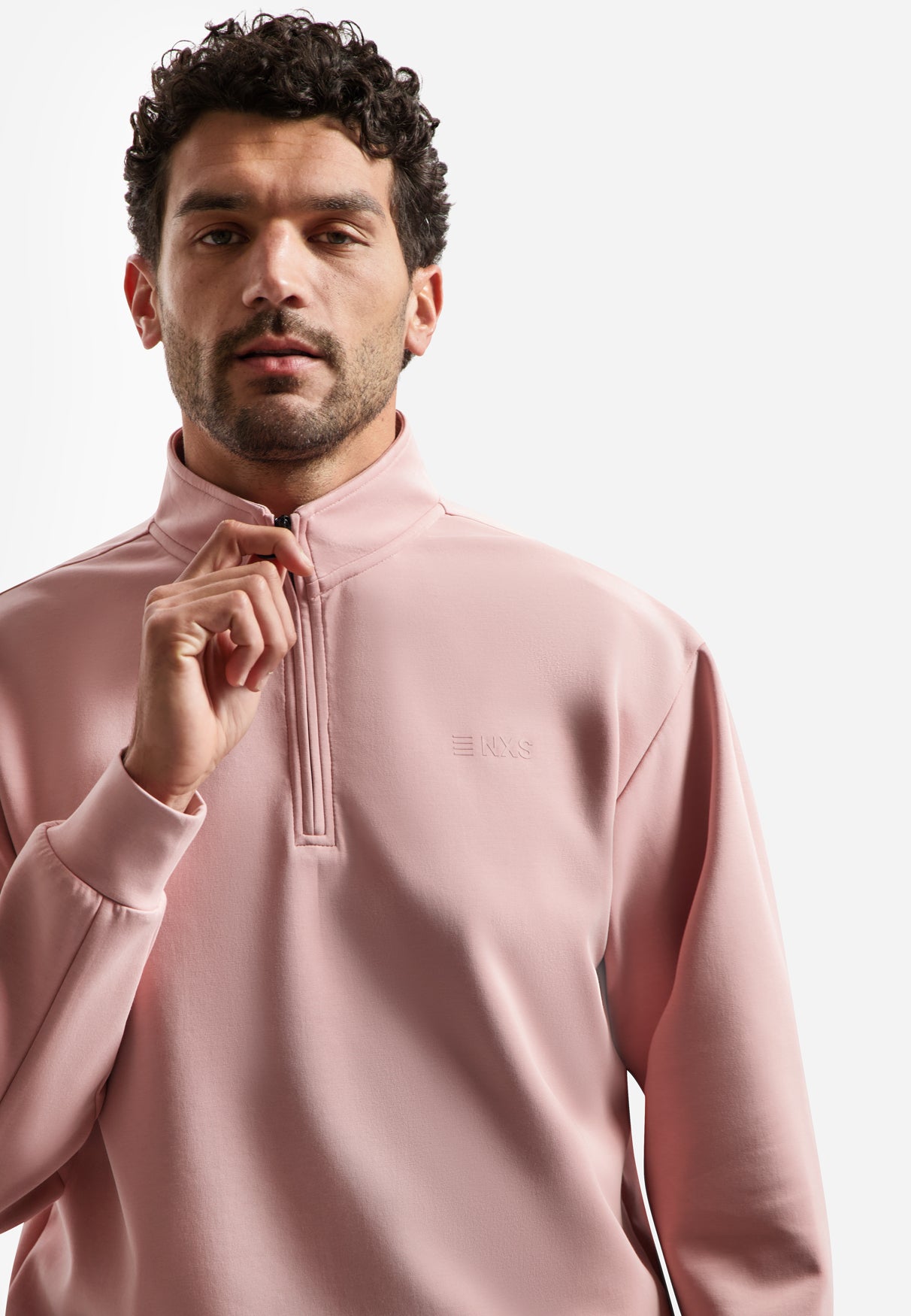 Halve-rits sweater | Light Mauve