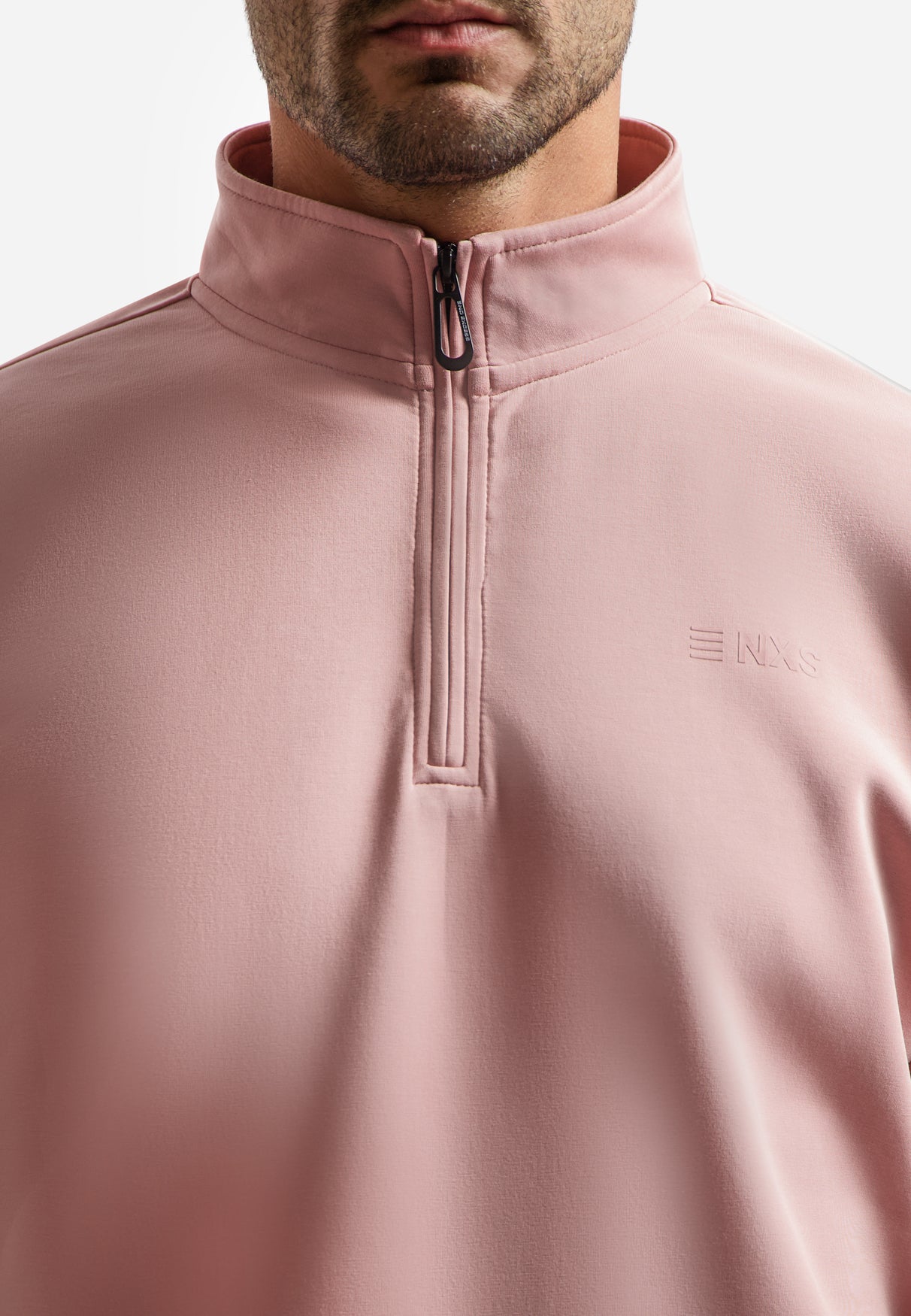 Halve-rits sweater | Light Mauve