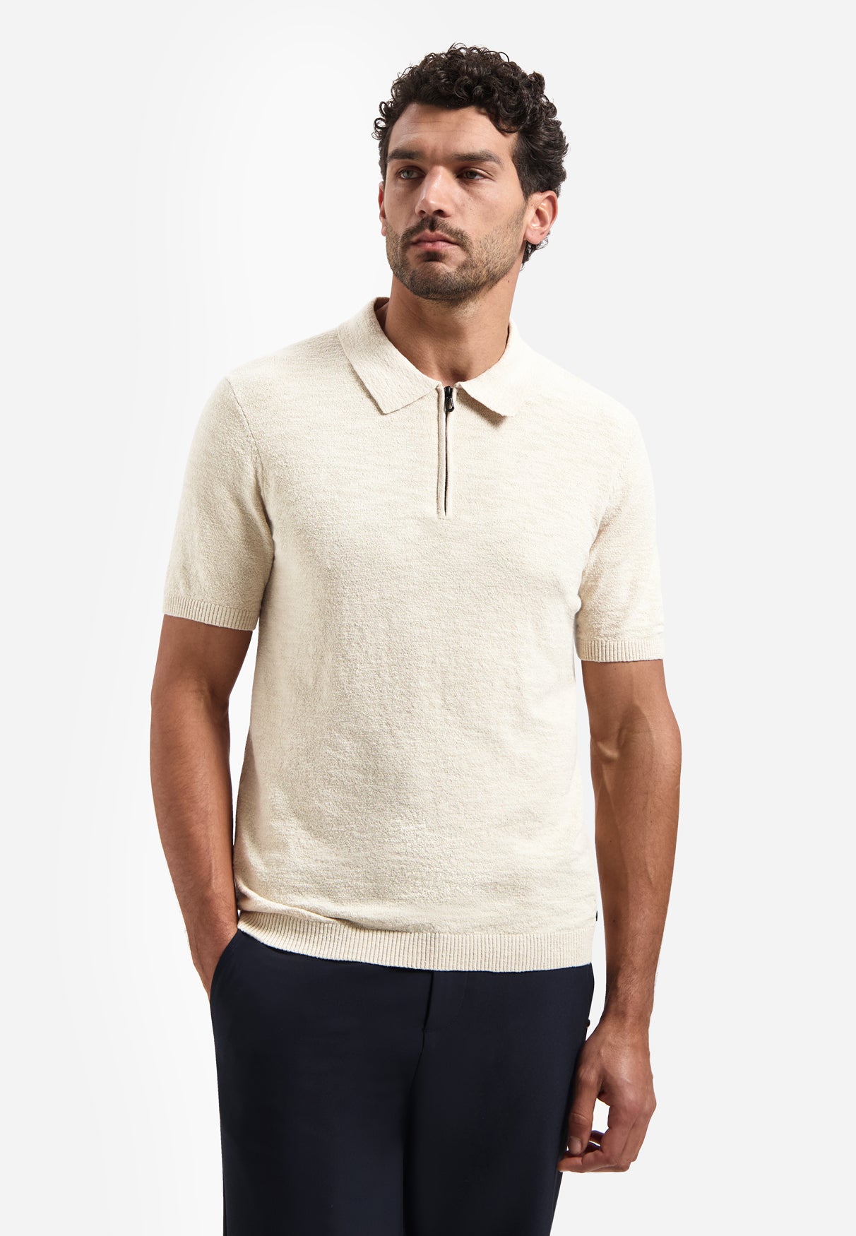 Gebreide polo met rits | Desert