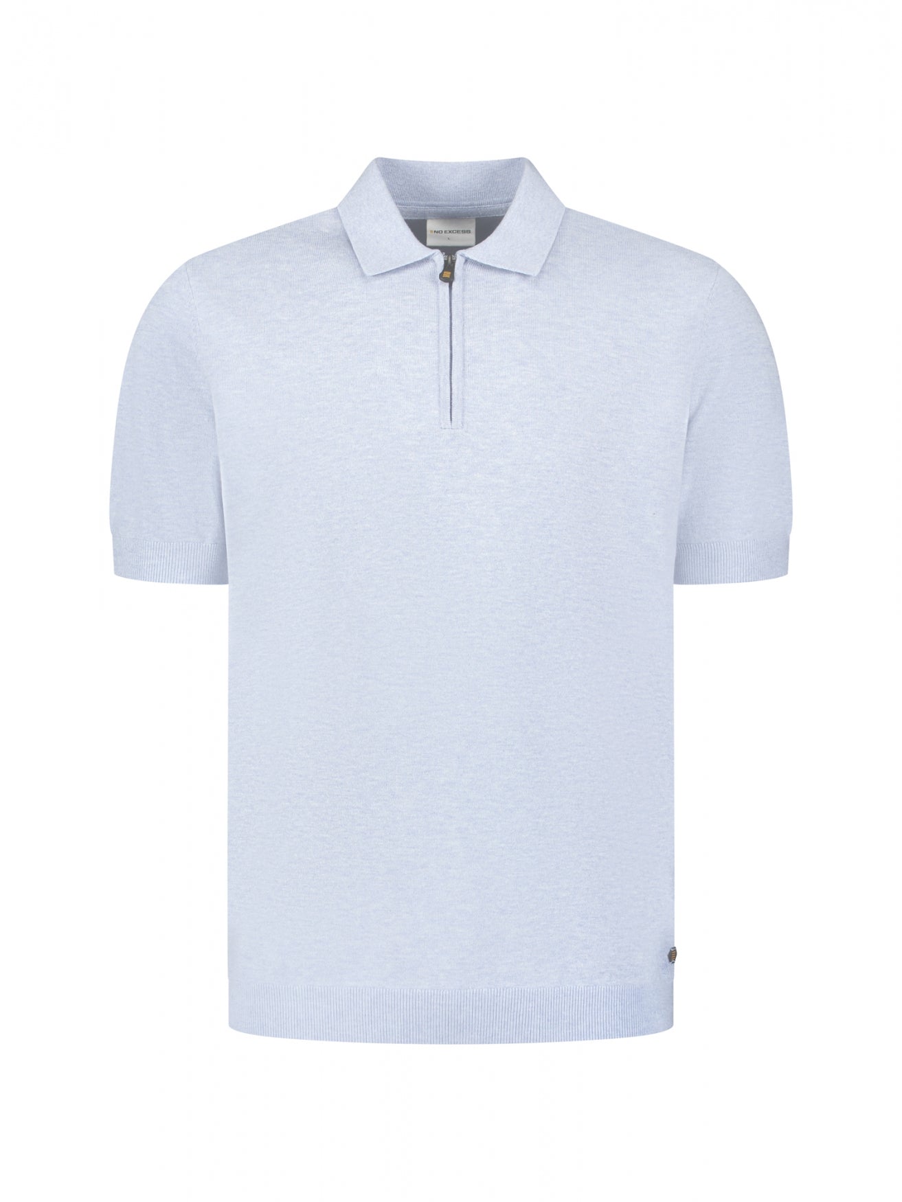 Gebreide polo met halve rits Blauw