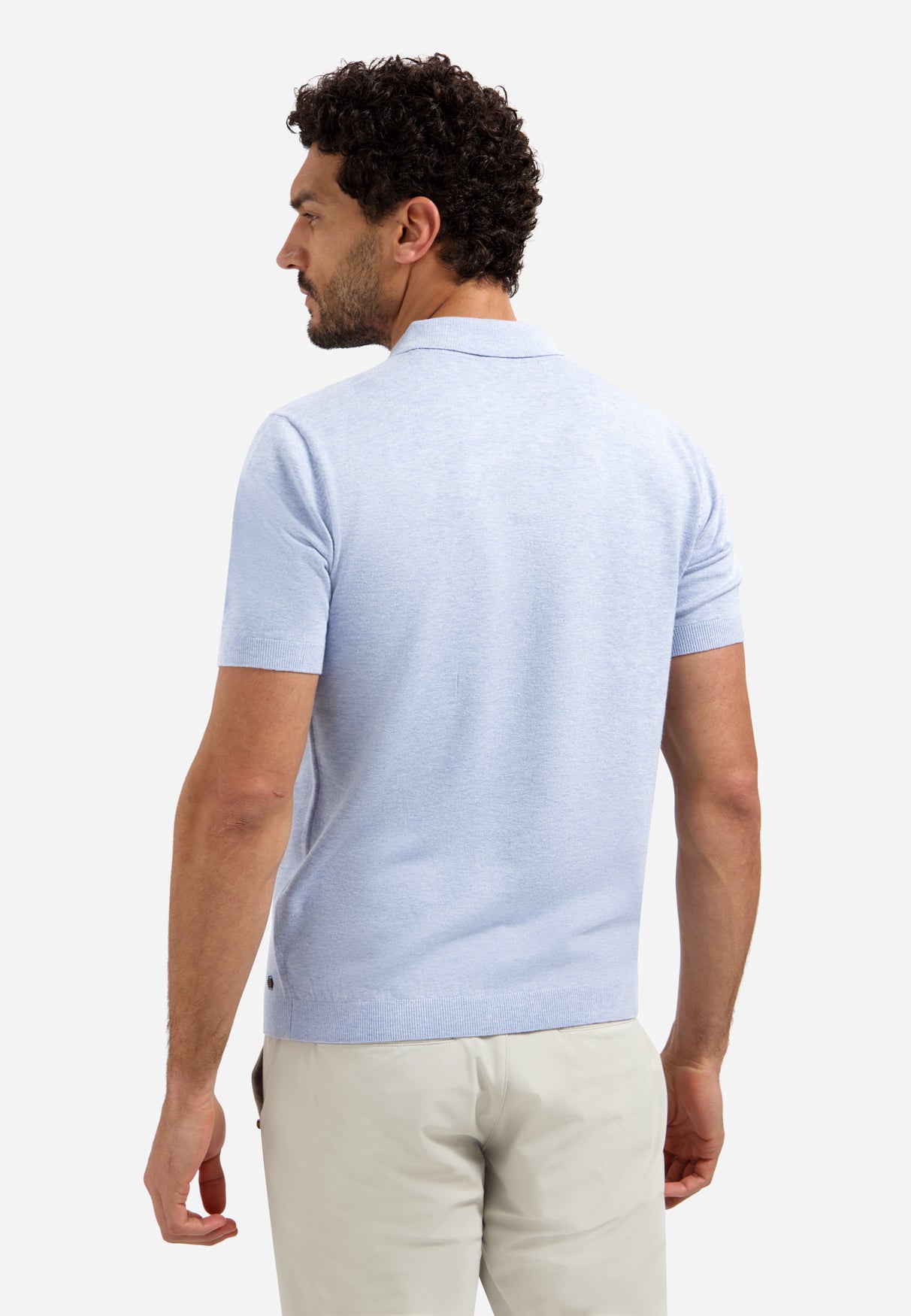 Gebreide polo met V-hals Blauw