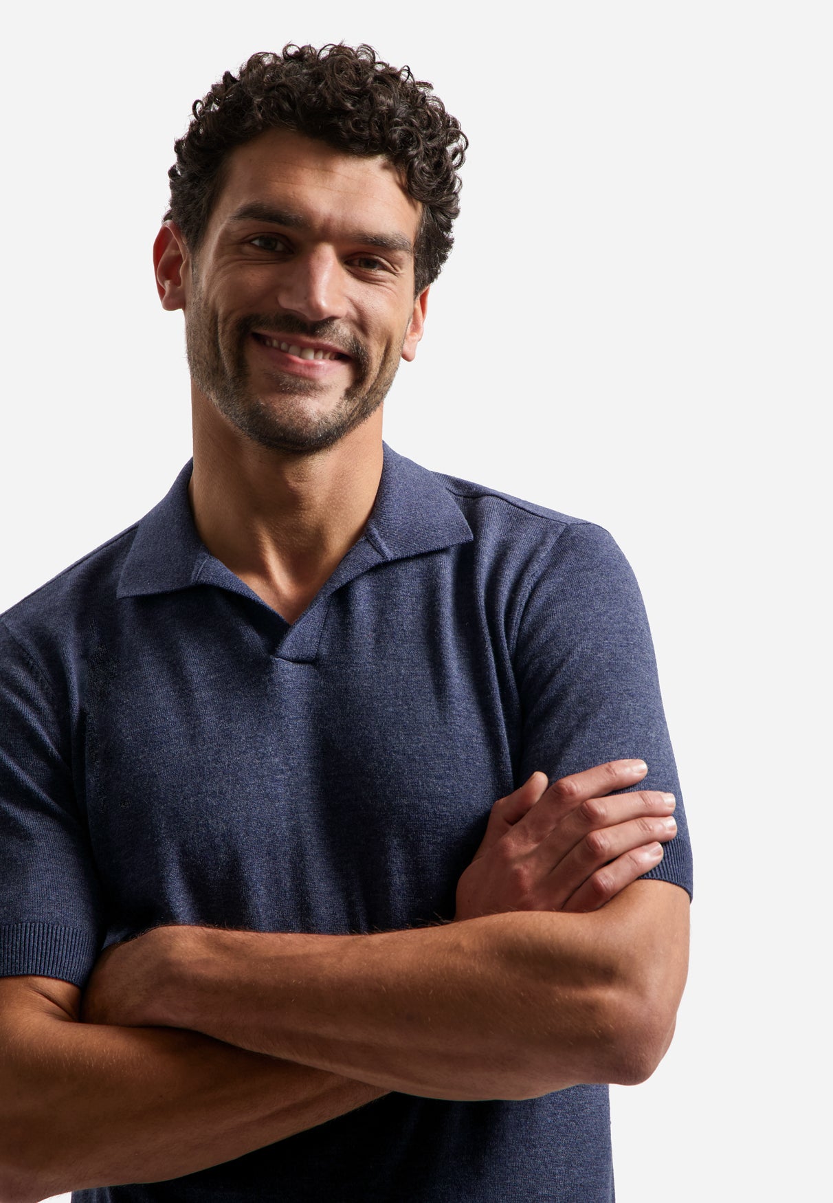 Gebreide polo met V-hals | Night