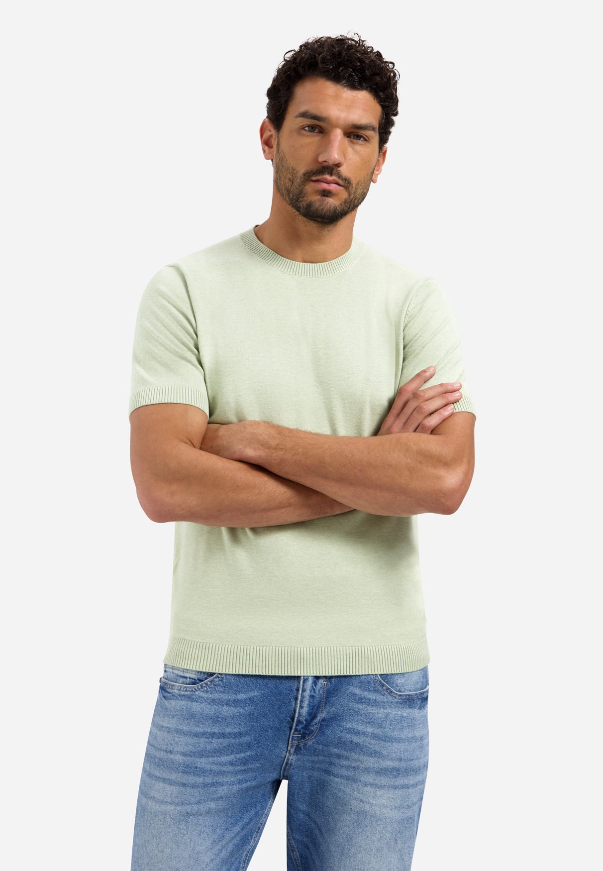 Gebreid T-shirt | Groen