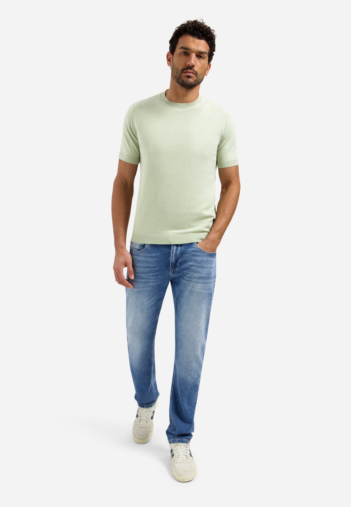 Gebreid T-shirt | Groen