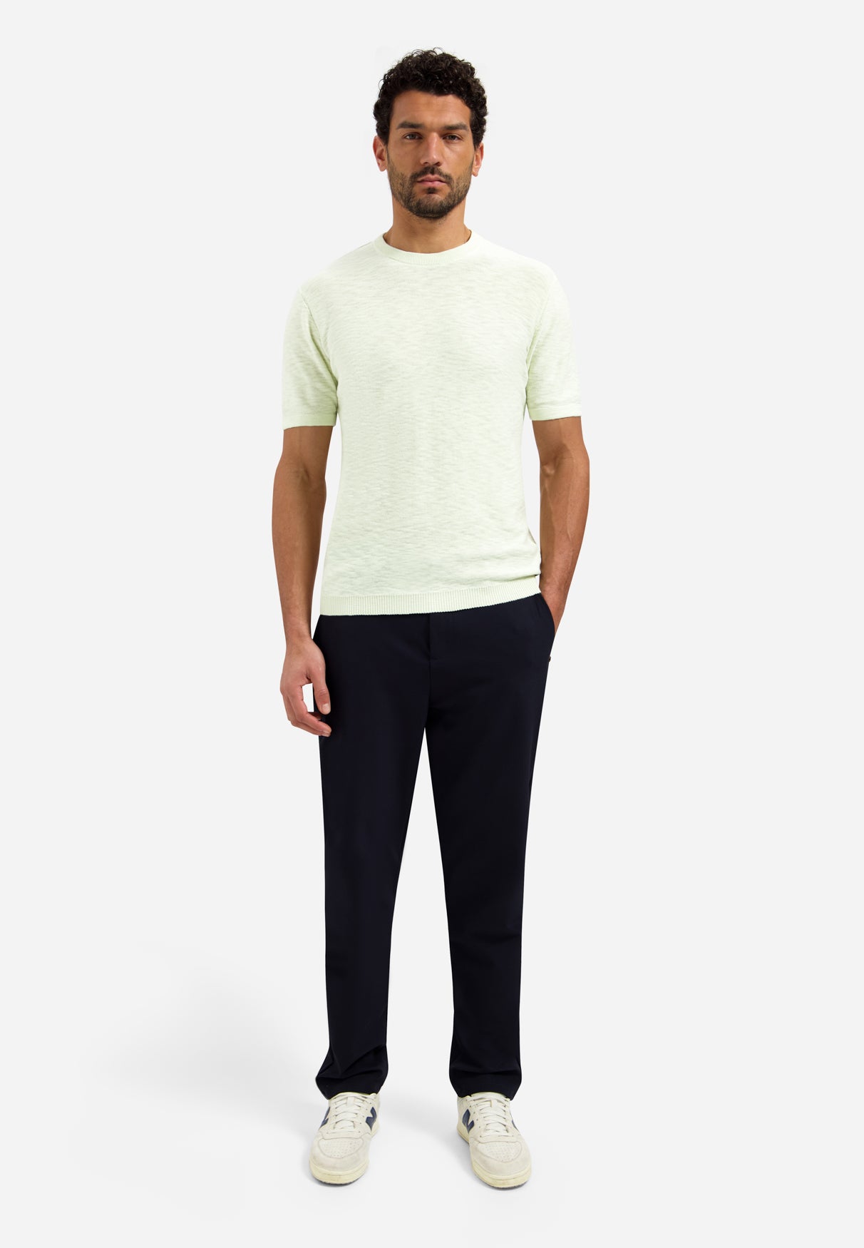 Gebreid slub T-shirt | Seagreen