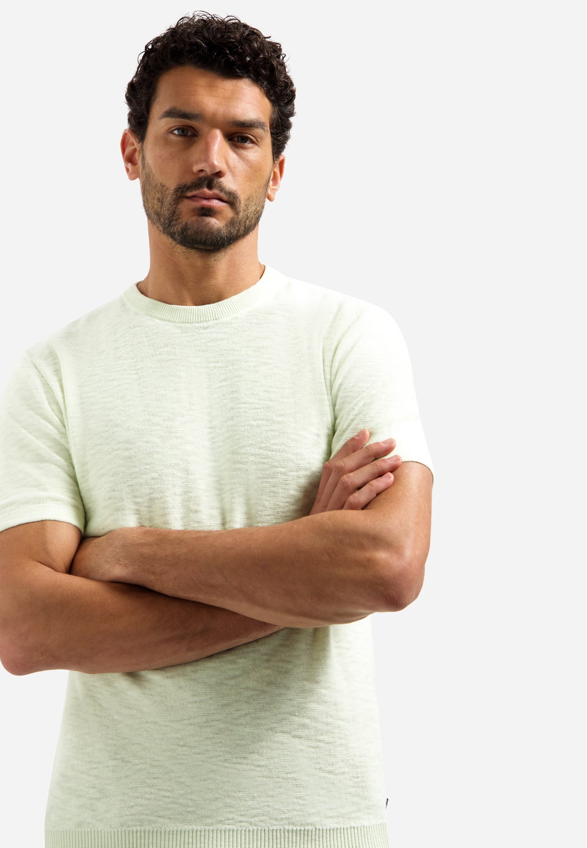 Gebreid slub T-shirt | Seagreen