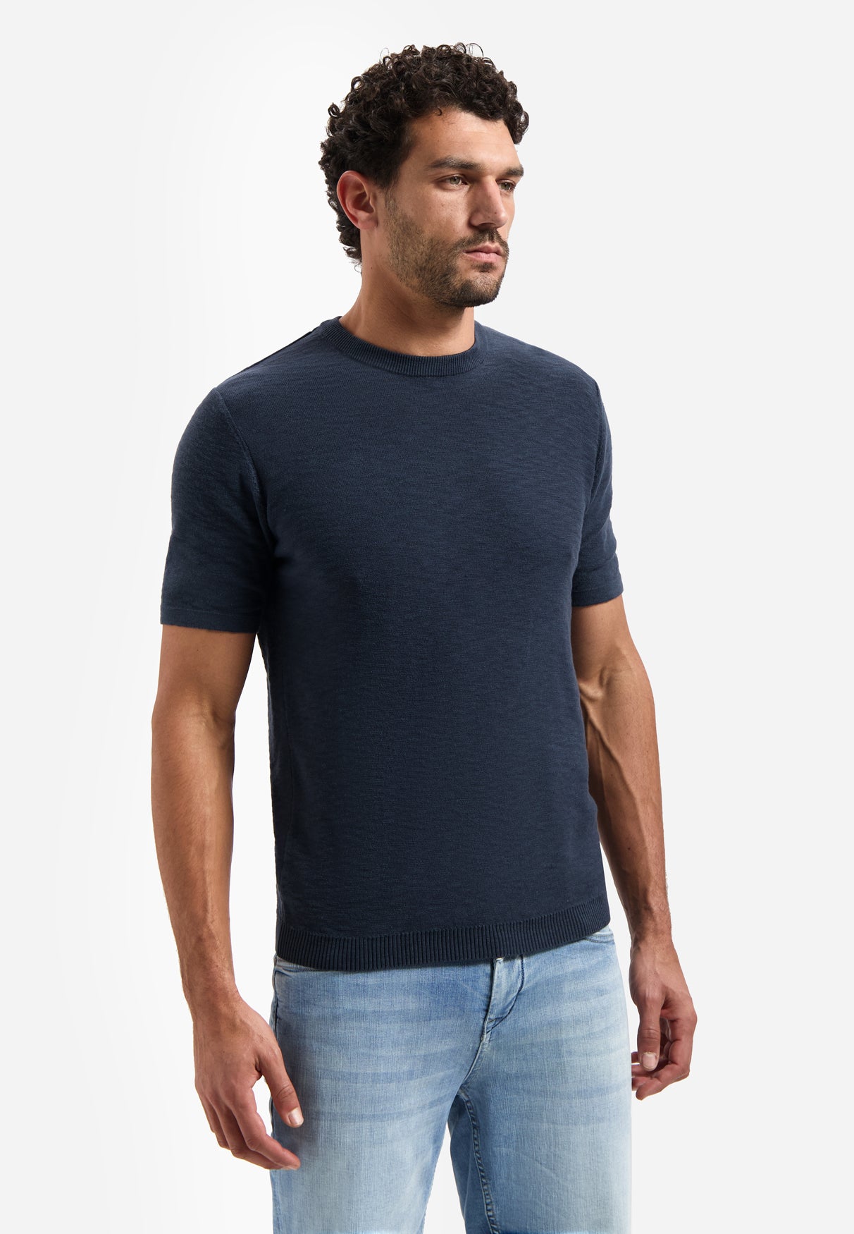 Gebreid slub T-shirt | Night
