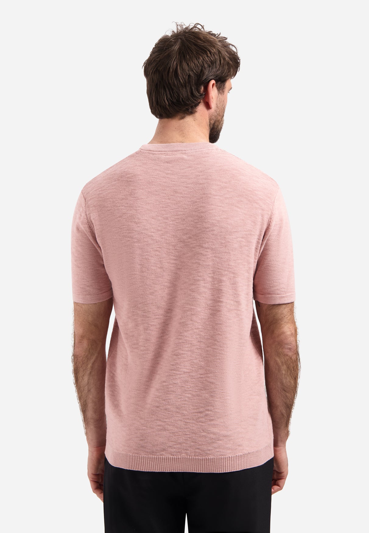 Gebreid slub T-shirt | Light Mauve