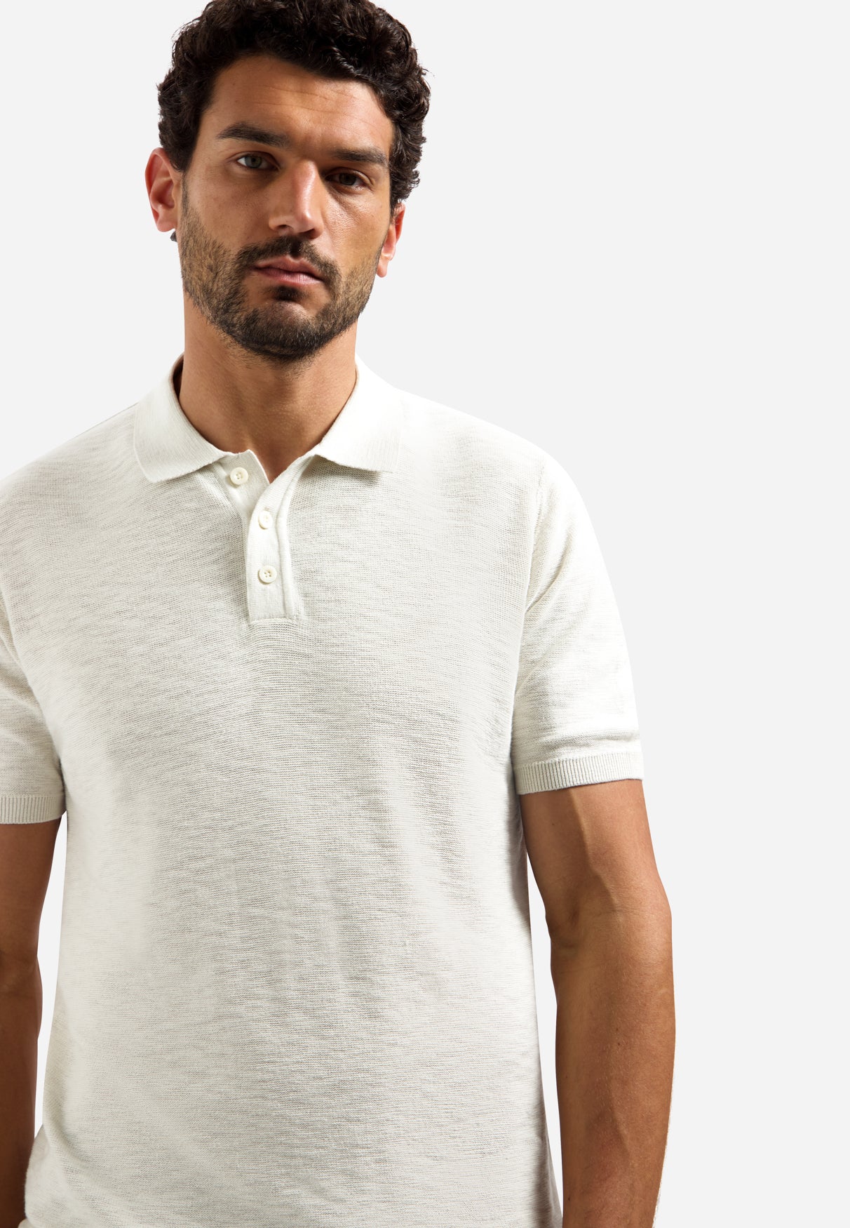 Gebreide slub polo met knopen | Kit
