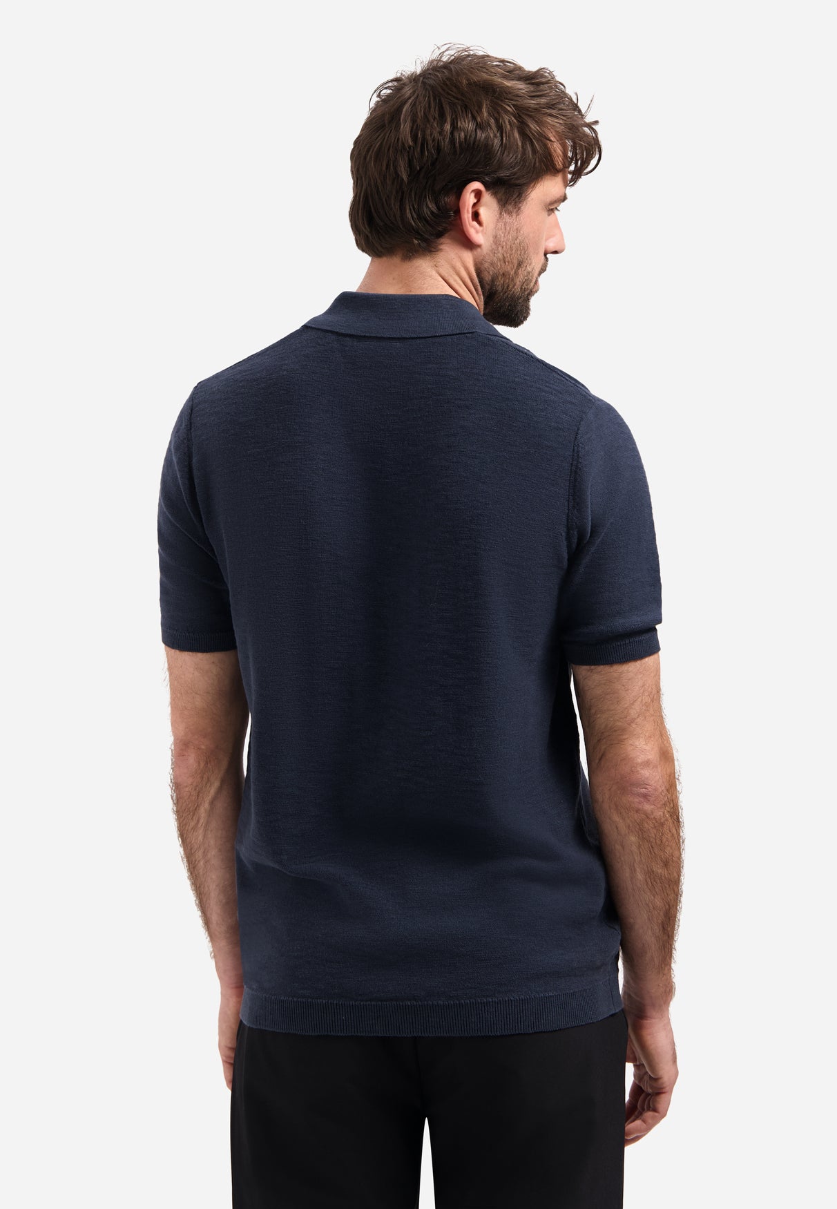 Gebreide V-hals polo | Night