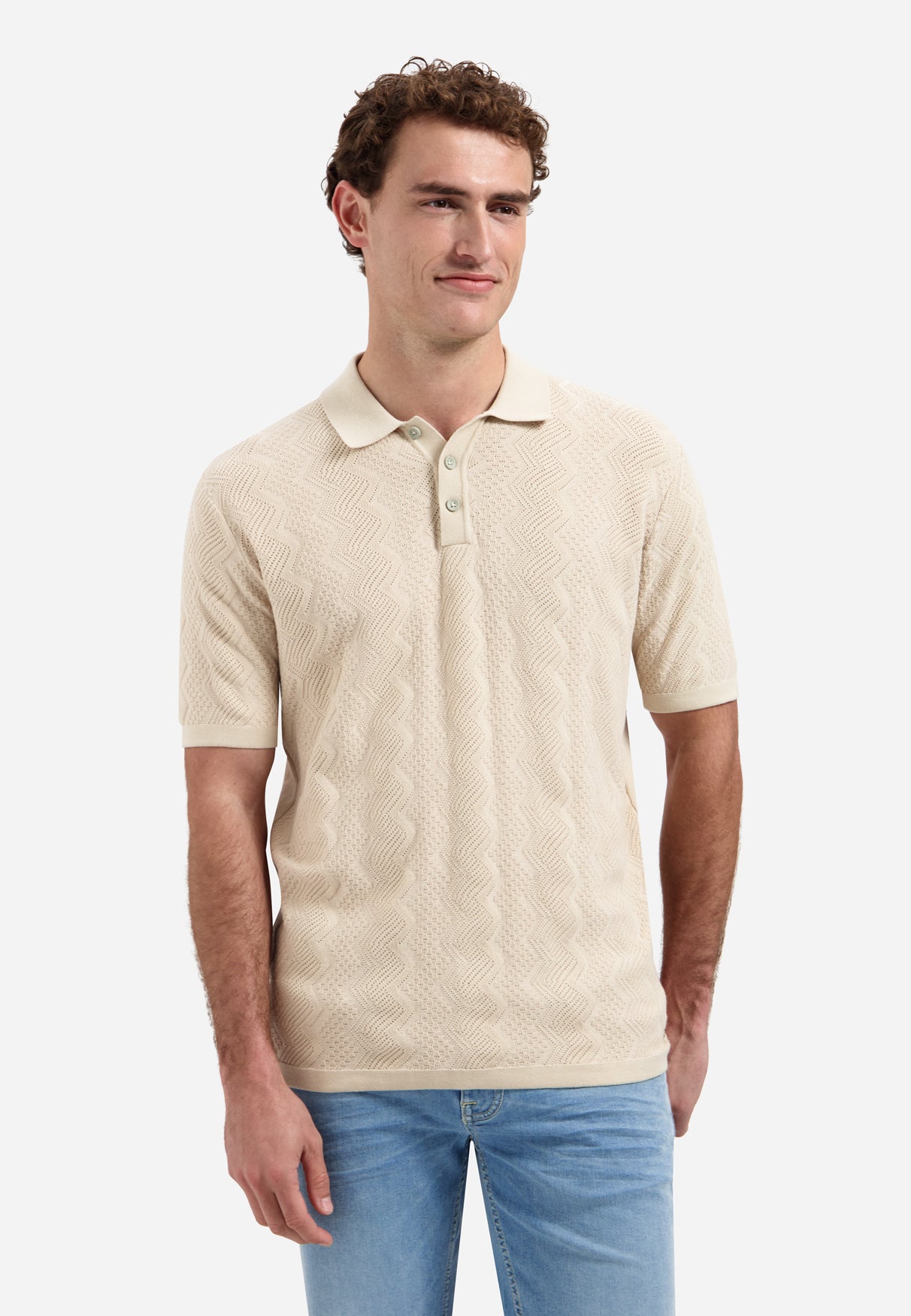 Gebreide polo met reliëf | Desert