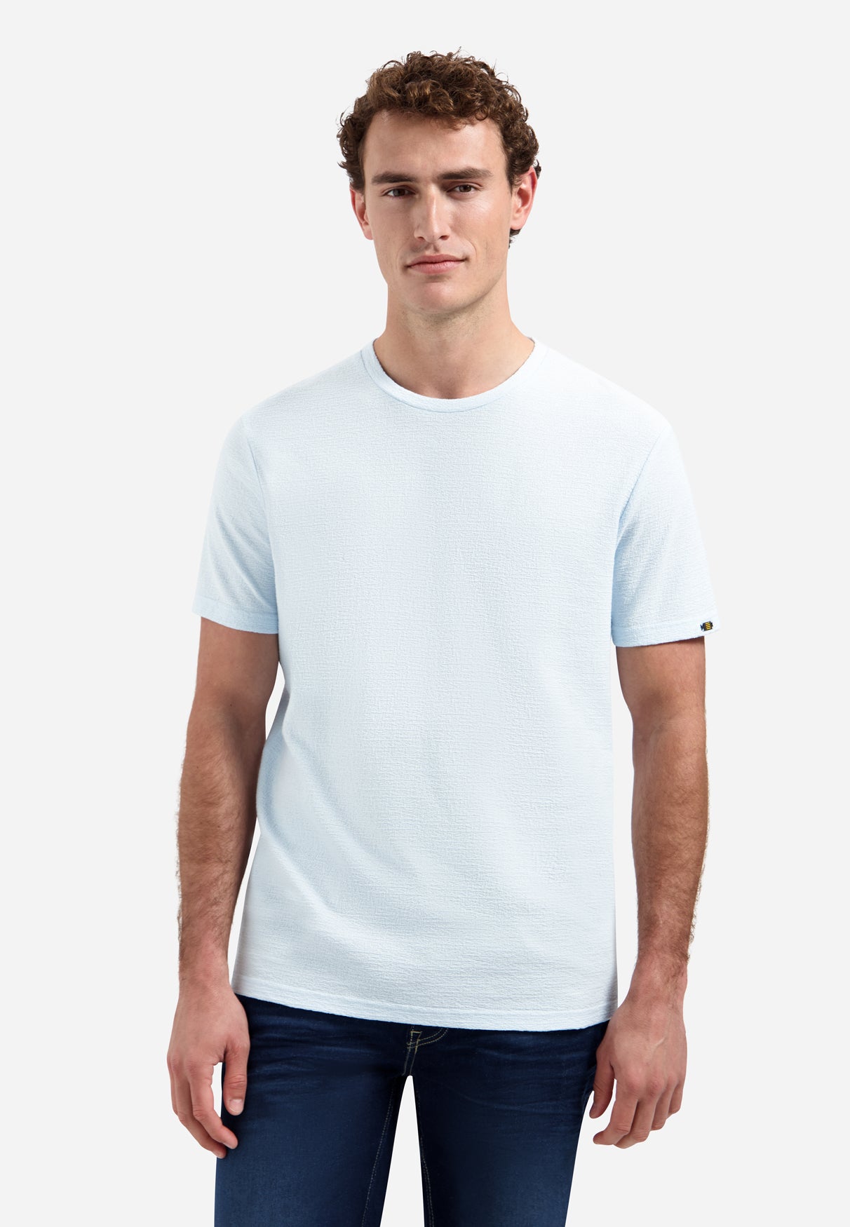 Effen T-shirt met ronde hals | Sky