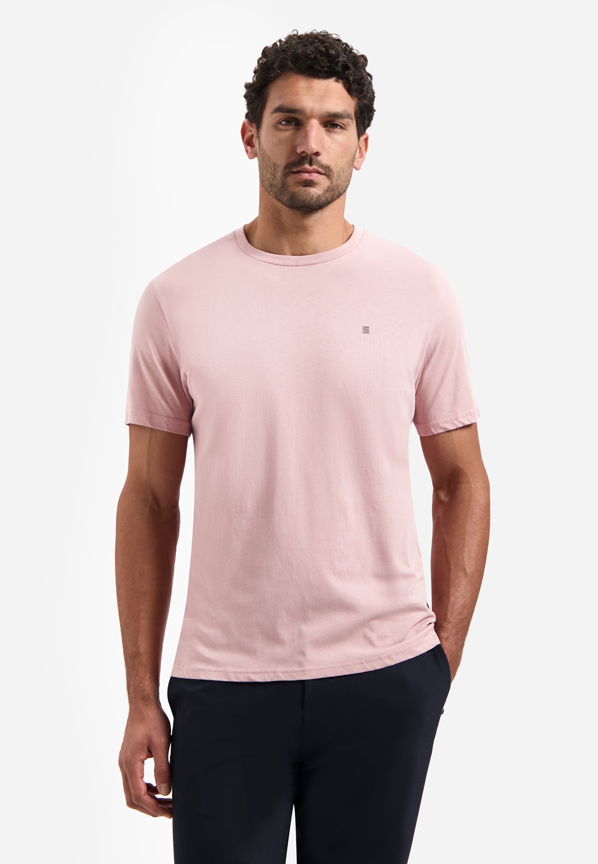 Basic effen T-shirt met ronde hals | Light Mauve