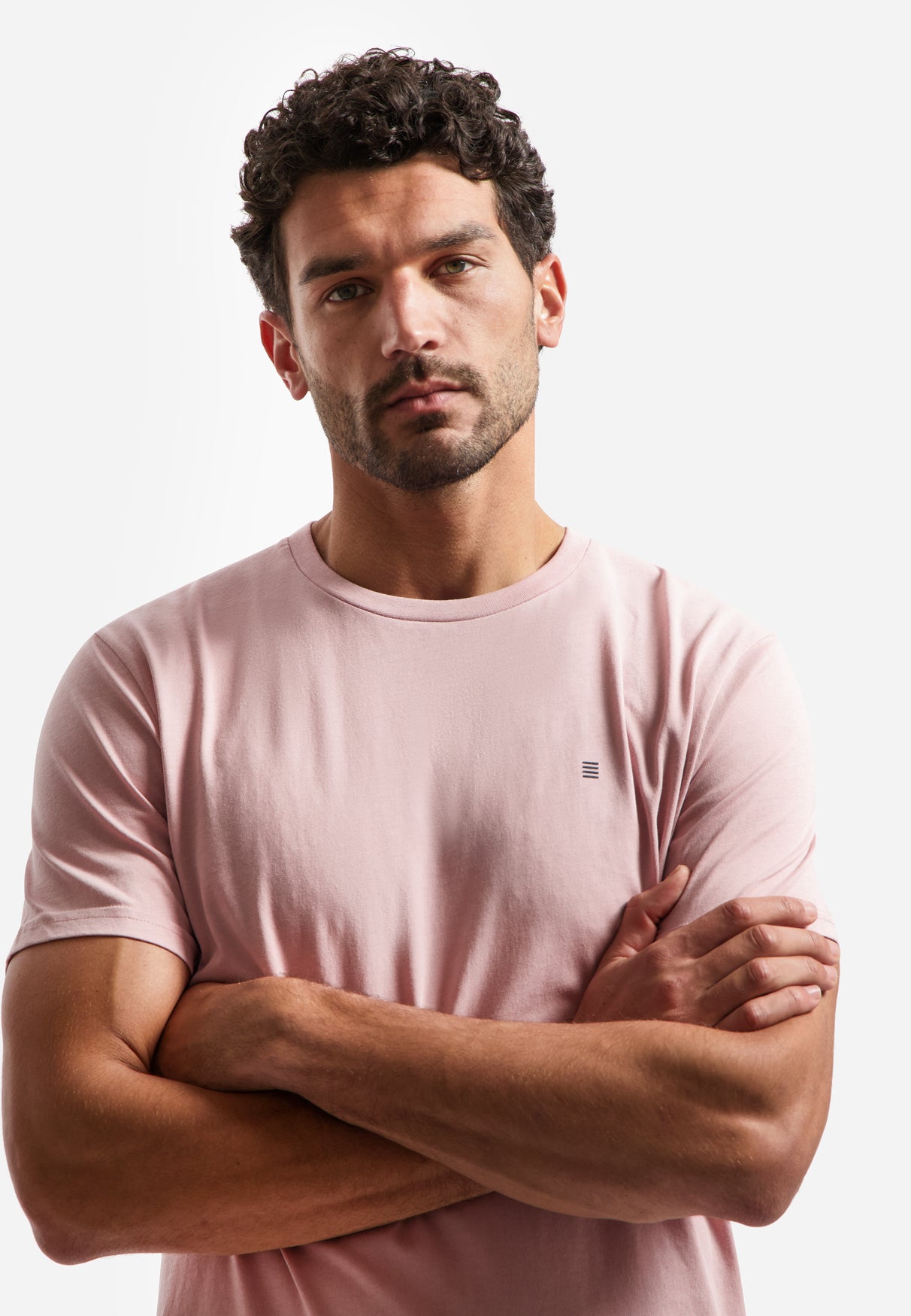 Basic effen T-shirt met ronde hals | Light Mauve