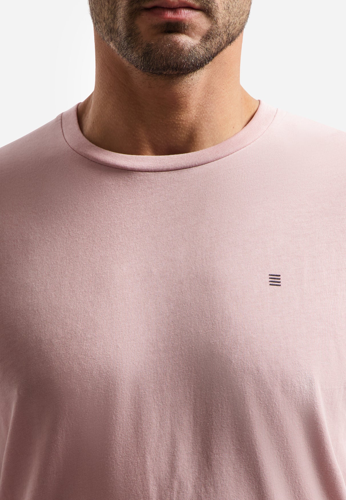 Basic effen T-shirt met ronde hals | Light Mauve