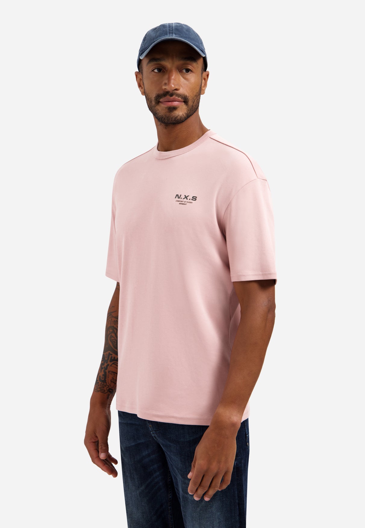 Heavy crewneck T-shirt | Light Mauve