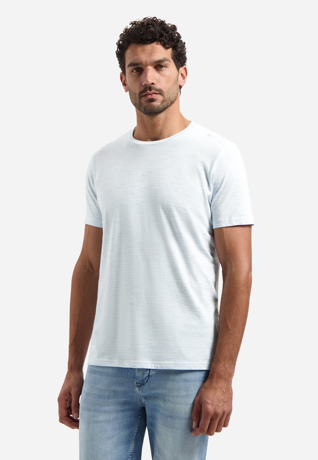 Gestreept T-shirt met ronde hals | Sky