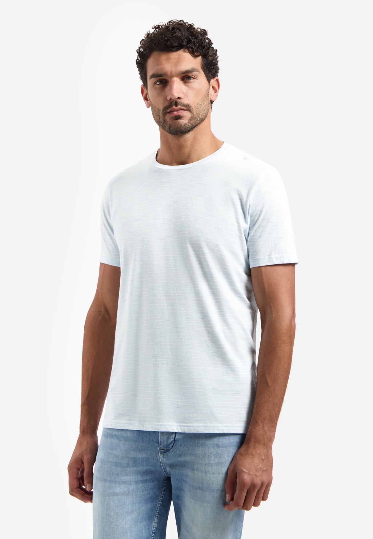 Gestreept T-shirt met ronde hals | Sky