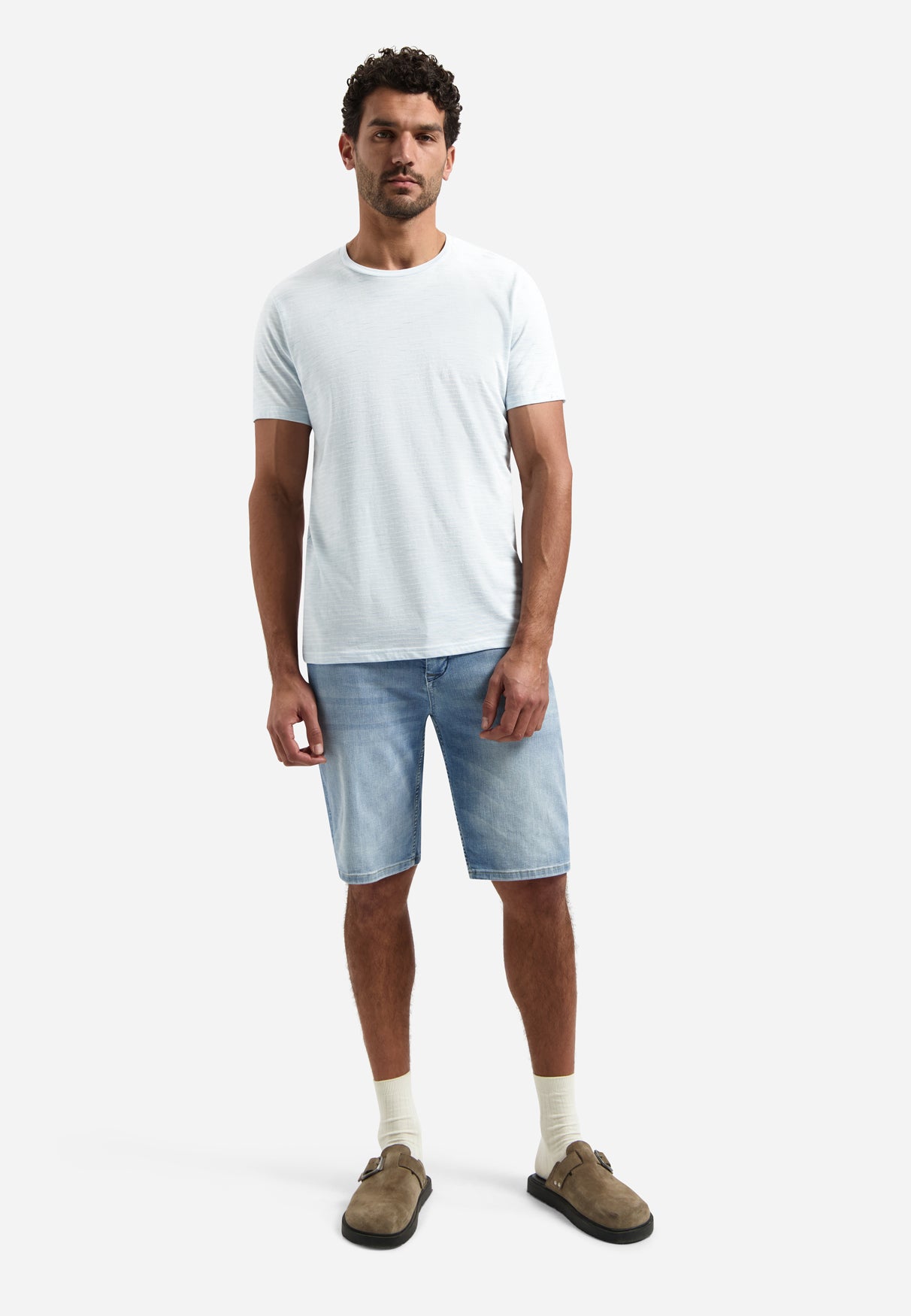 Gestreept T-shirt met ronde hals | Sky