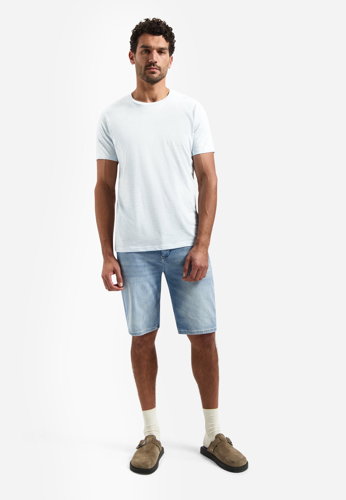 Gestreept T-shirt met ronde hals | Sky