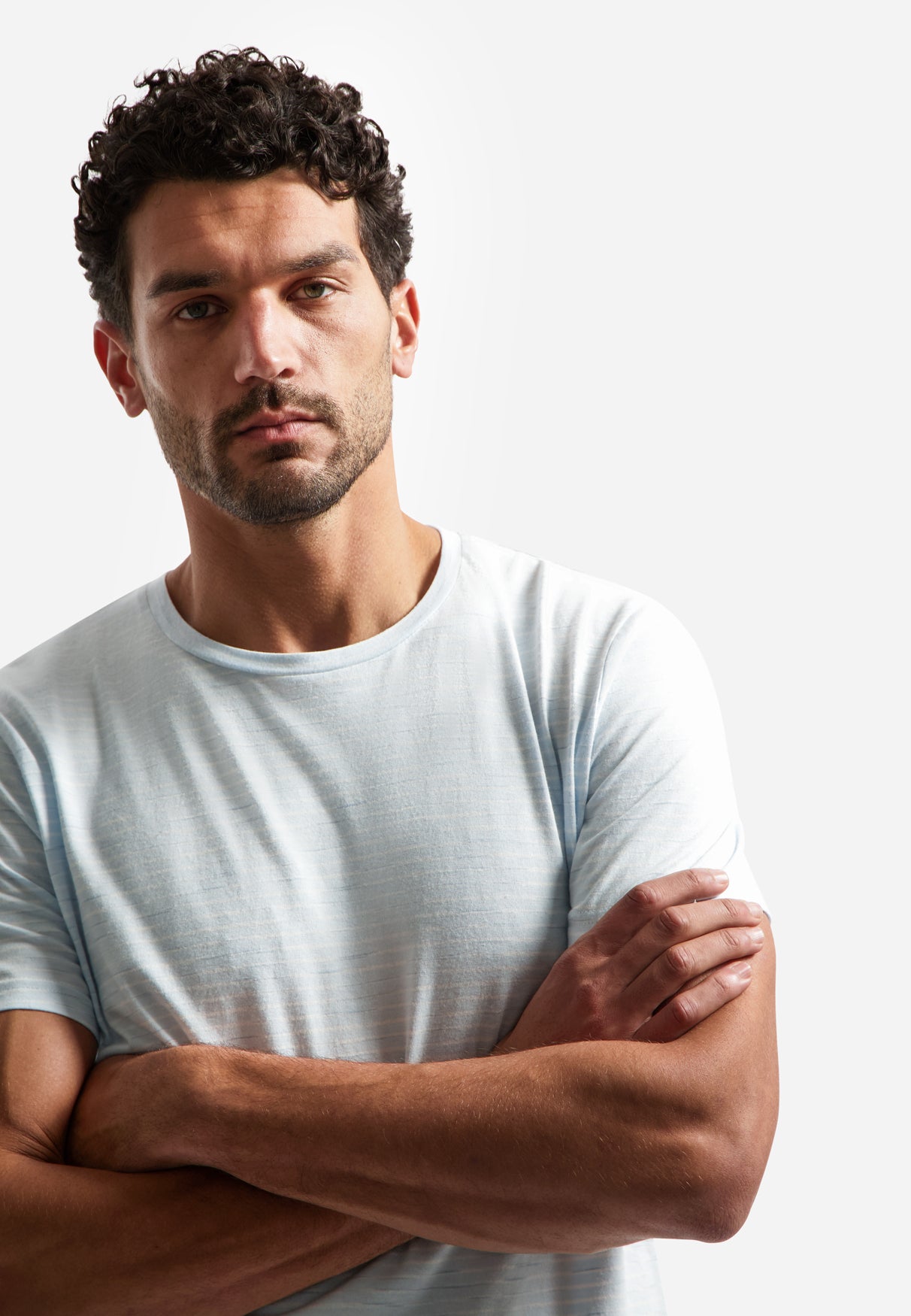 Gestreept T-shirt met ronde hals | Sky