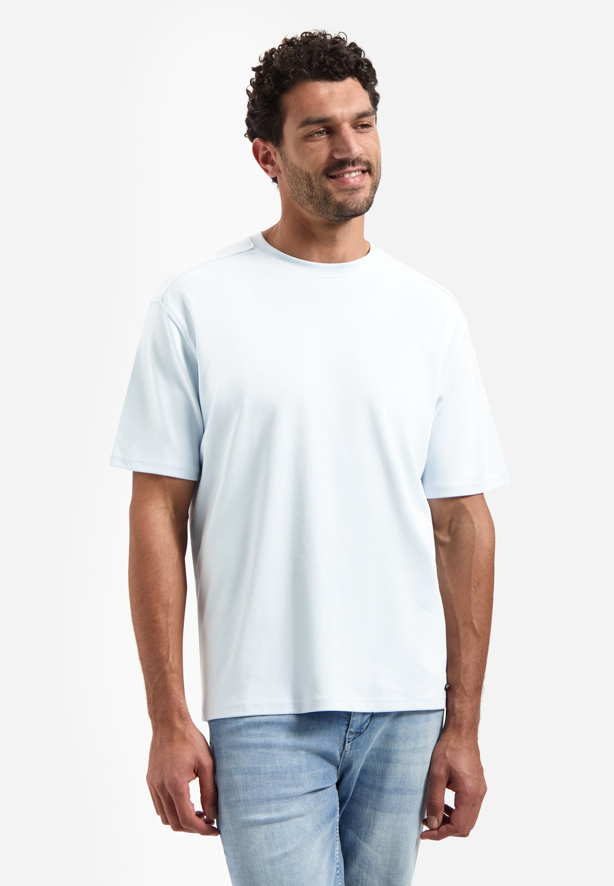 Interlock T-shirt met ronde hals | Sky
