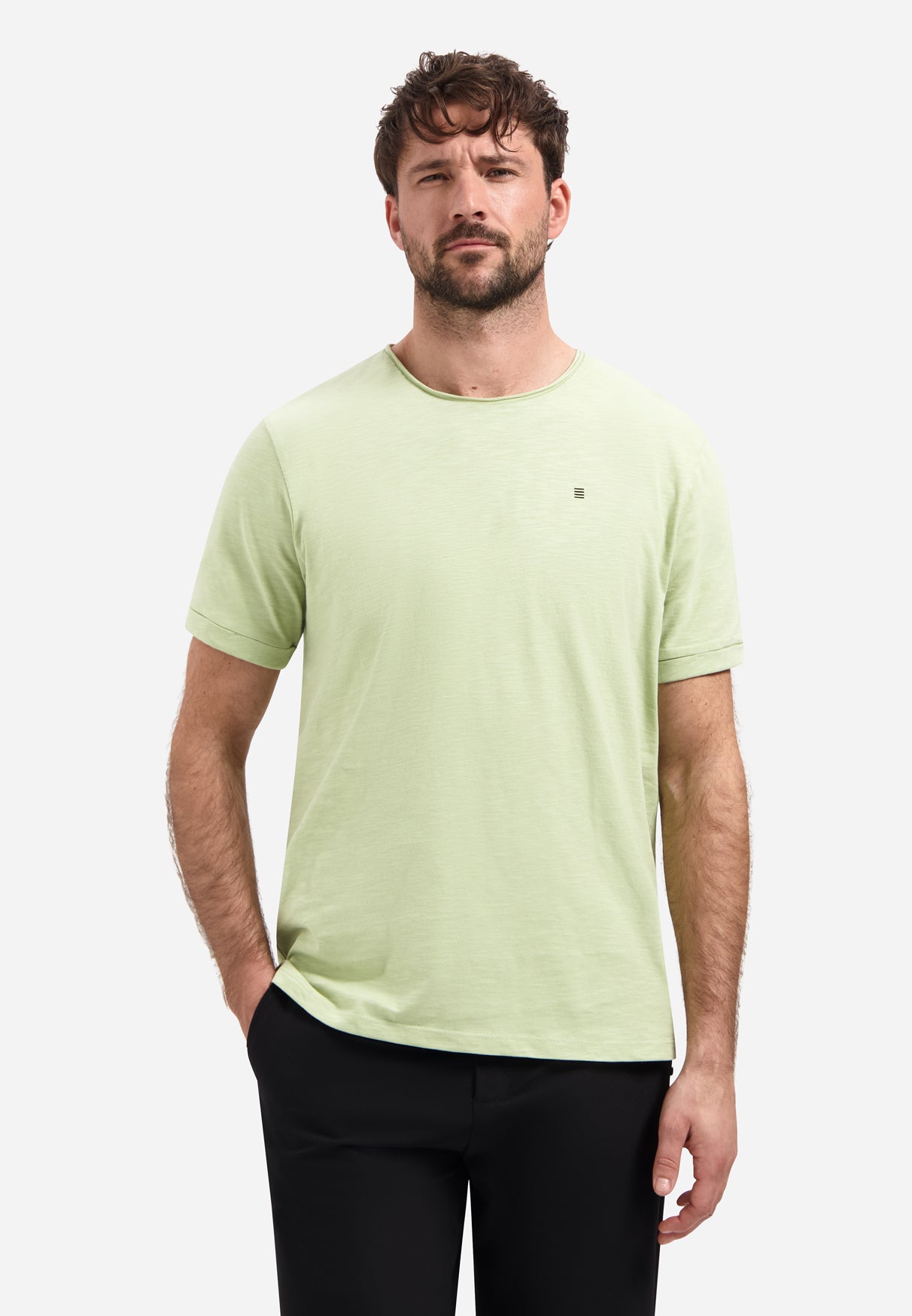 Slub T-shirt met ronde hals | Groen