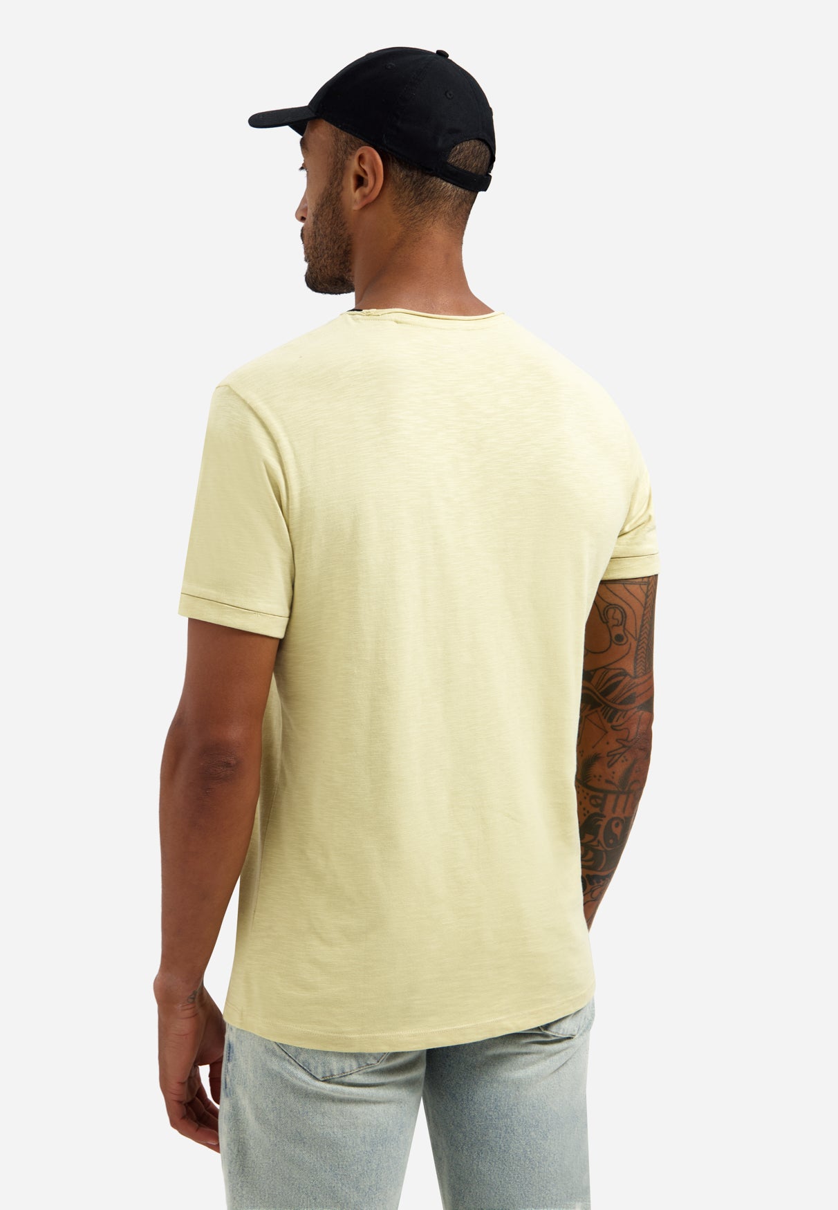 Slub T-shirt met ronde hals | Yellow
