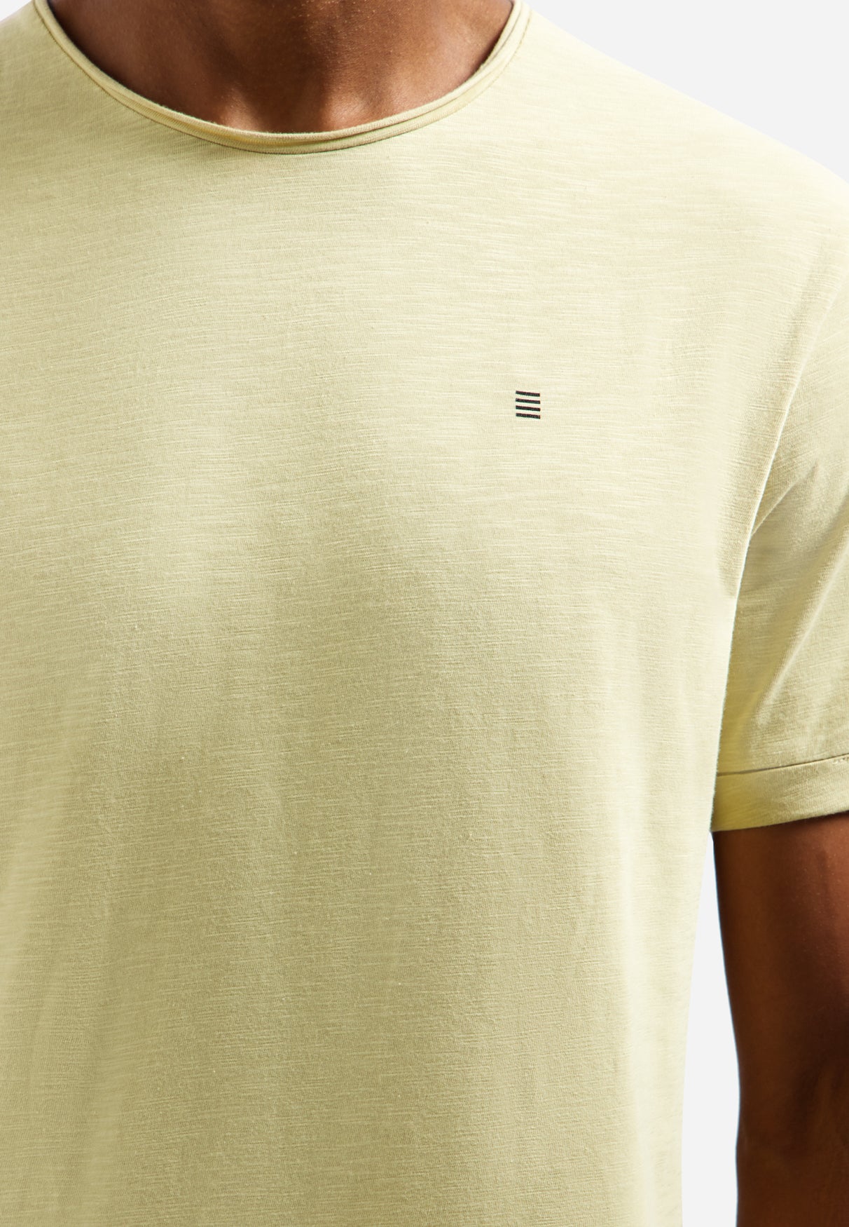 Slub T-shirt met ronde hals | Yellow