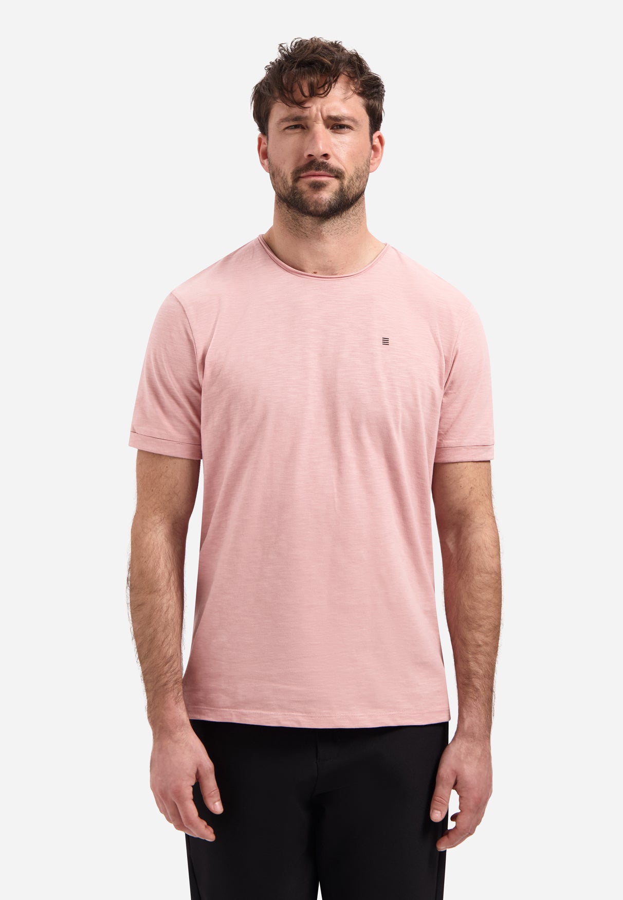 Slub T-shirt met ronde hals | Light Mauve