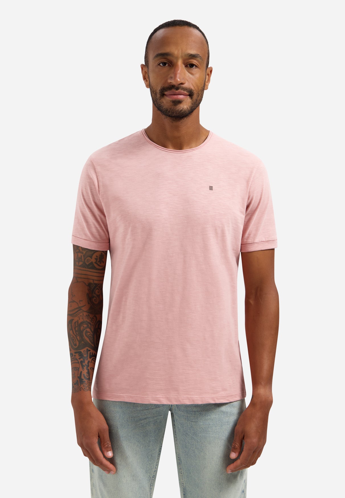 Slub T-shirt met ronde hals | Light Mauve