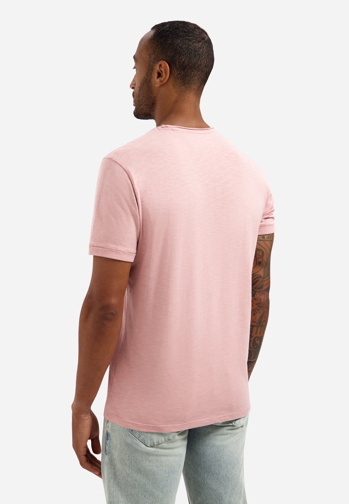Slub T-shirt met ronde hals | Light Mauve