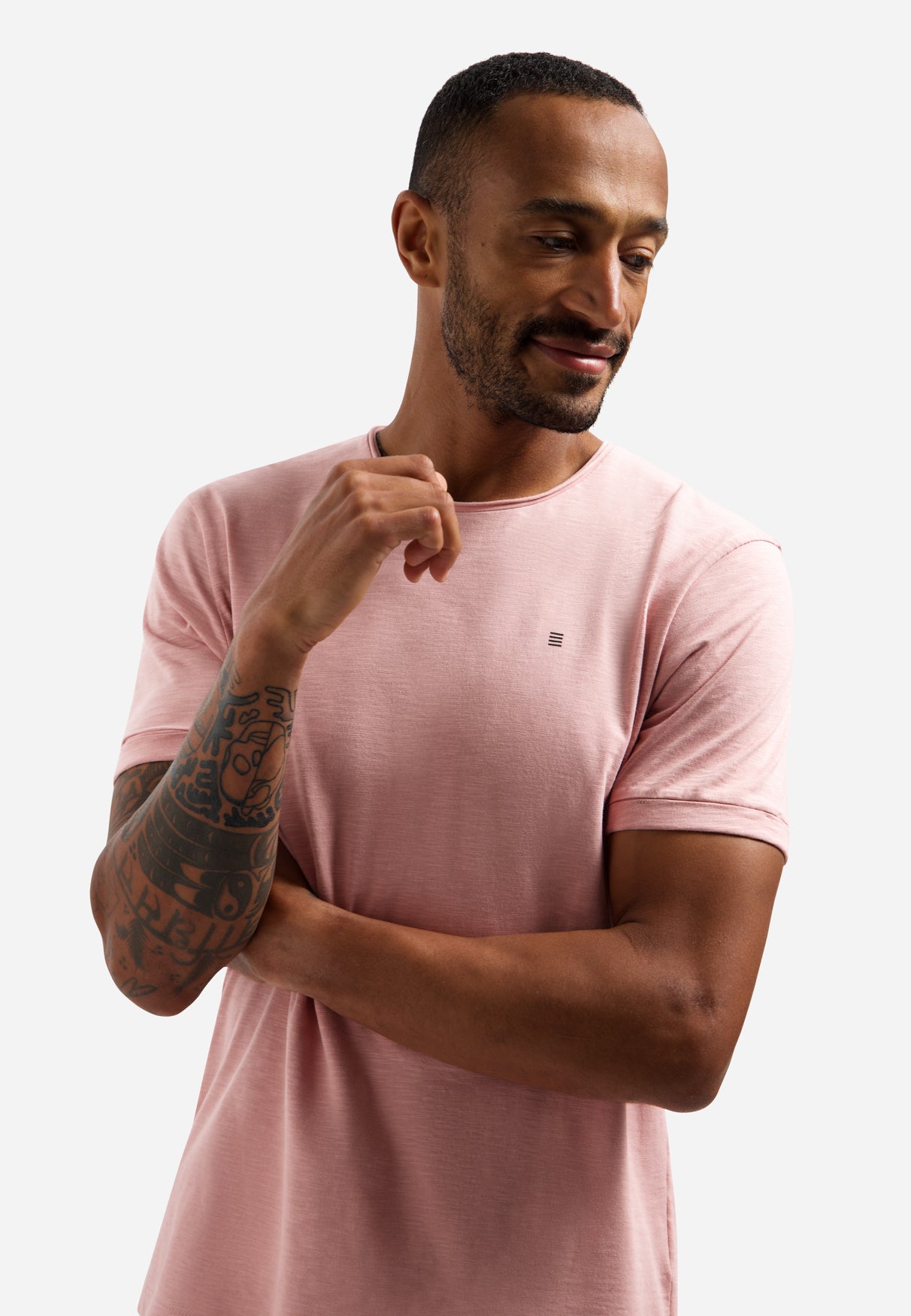 Slub T-shirt met ronde hals | Light Mauve