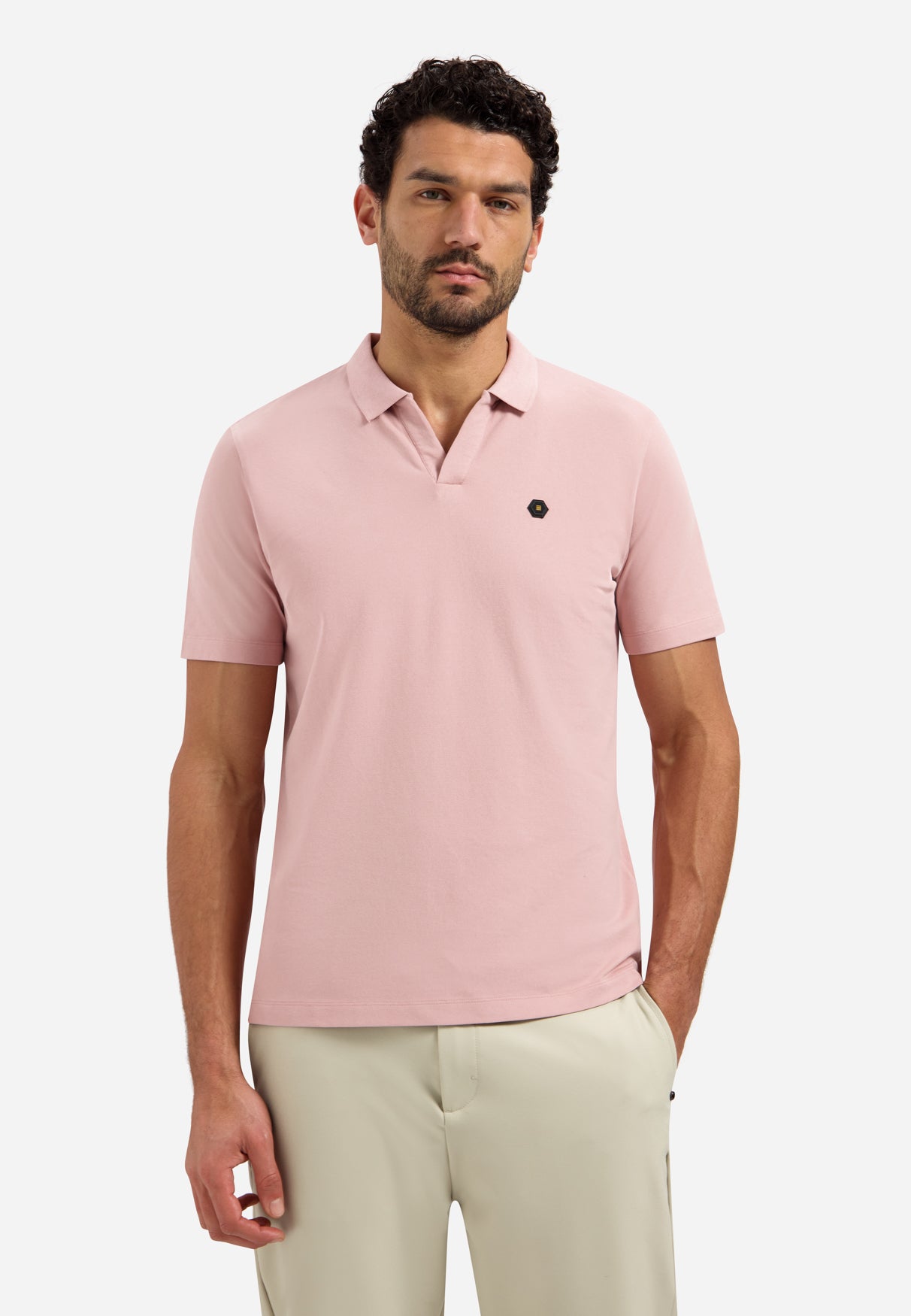 Basis polo met V-hals | Light Mauve