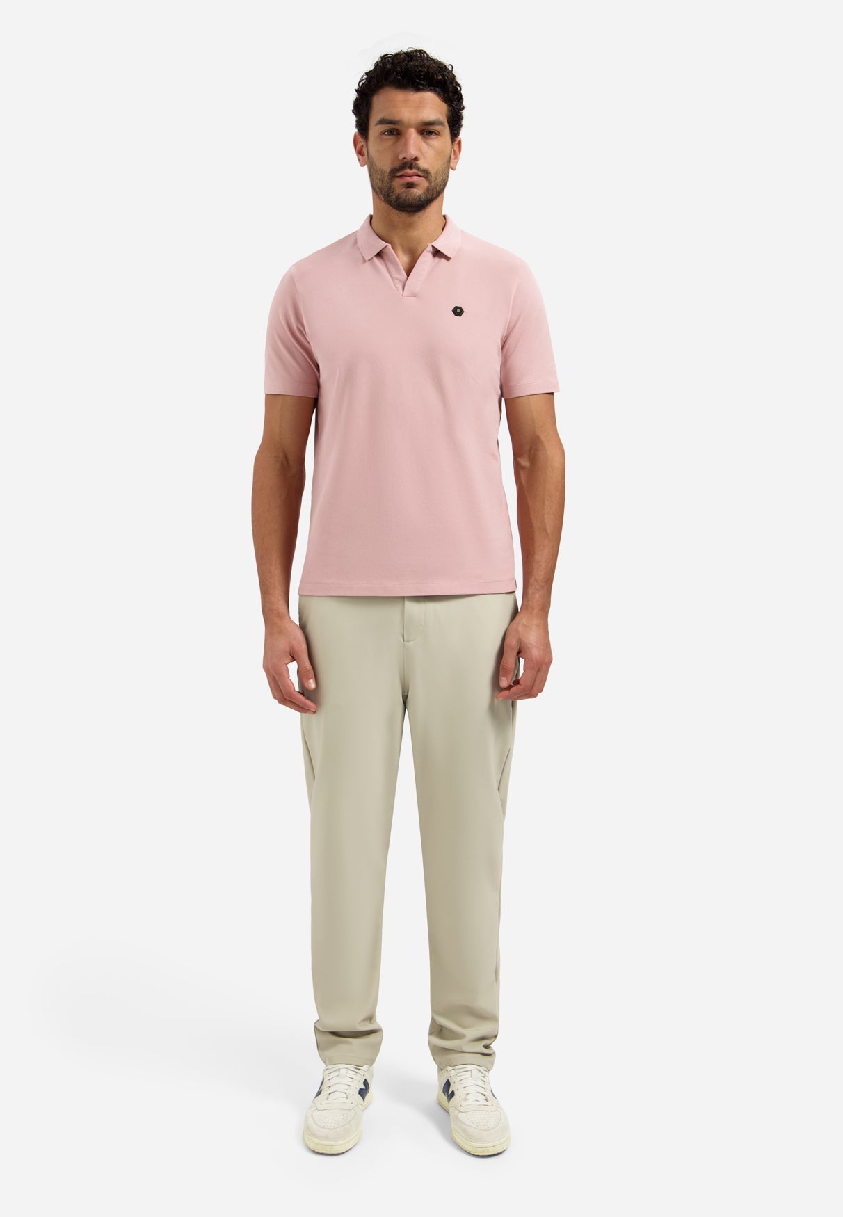 Basis polo met V-hals | Light Mauve