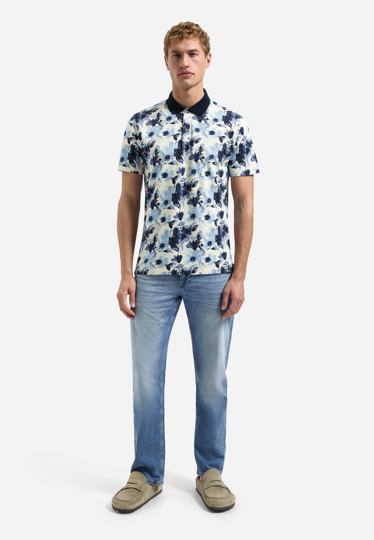 Polo met allover print | Blue