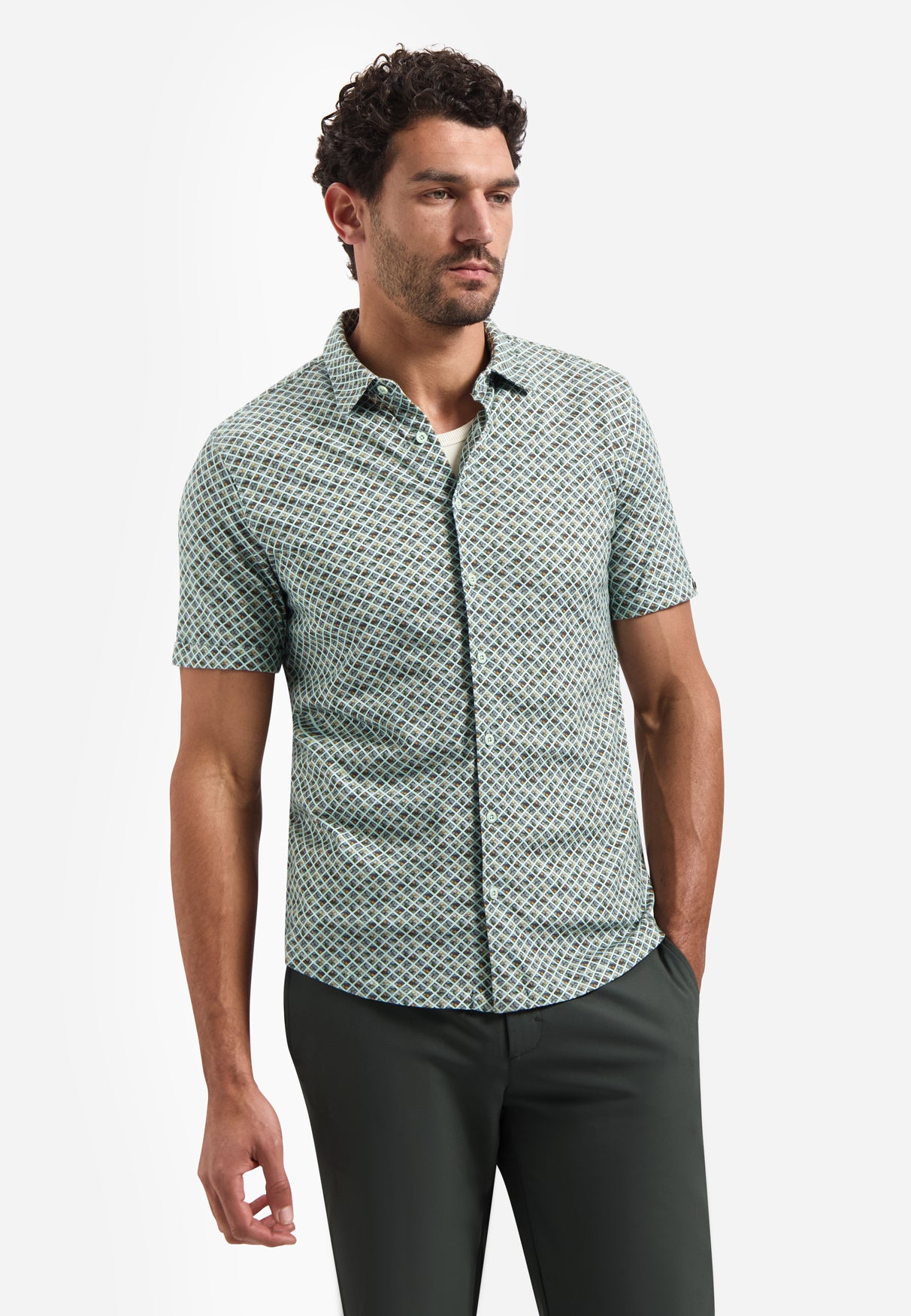 Bedrukt shirt met korte mouwen | Groen